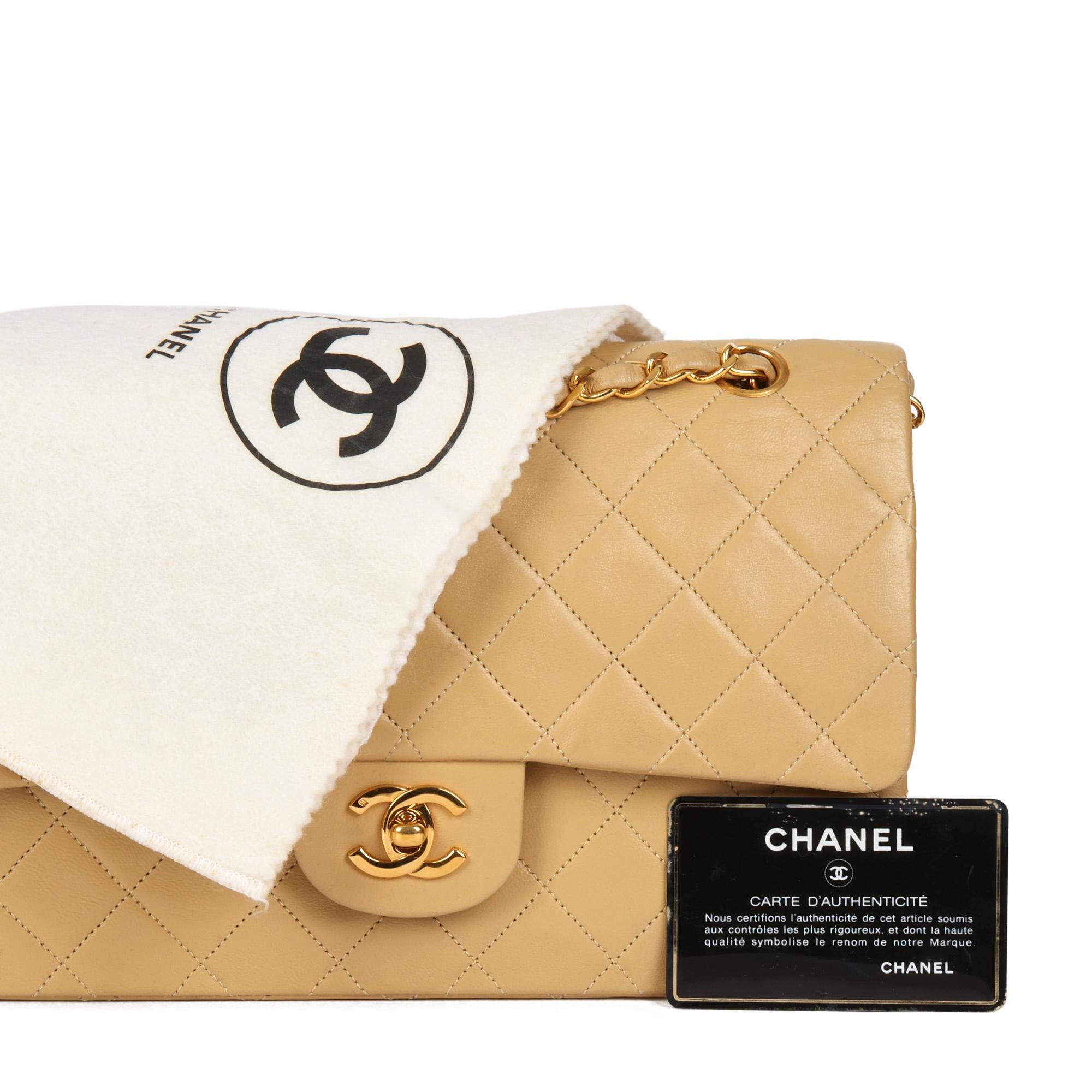 CHANEL Beige Quilted Lambskin Vintage Medium Classic Double Flap Bag 7