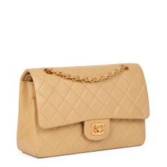 CHANEL Beige Quilted Lambskin Vintage Medium Classic Double Flap Bag