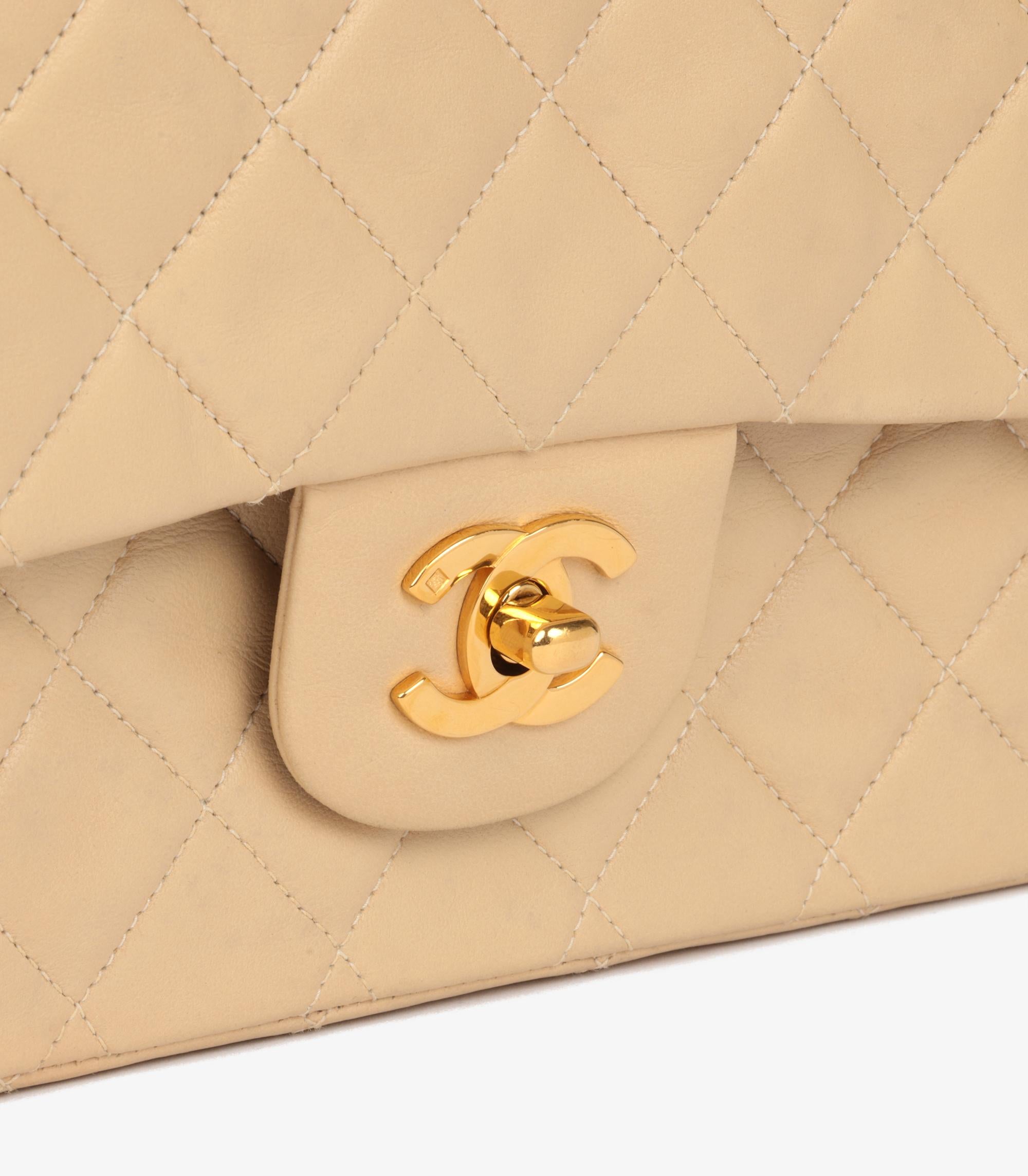 Chanel Beige Quilted Lambskin Vintage Medium Classic Double Flap Bag 2