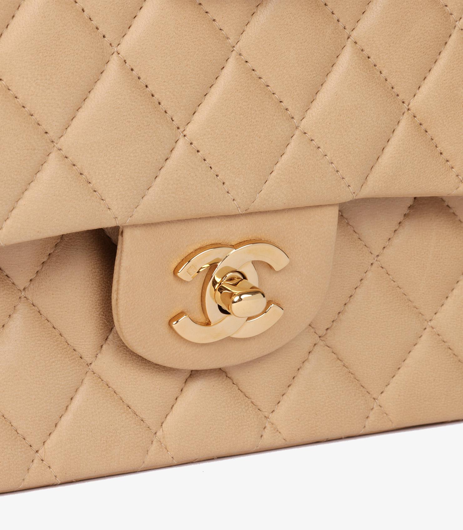 Chanel Beige Quilted Lambskin Vintage Medium Classic Double Flap Bag 2