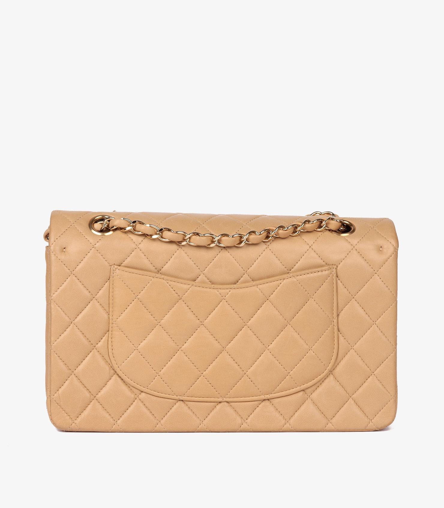 Chanel Beige Quilted Lambskin Vintage Medium Classic Double Flap Bag 3
