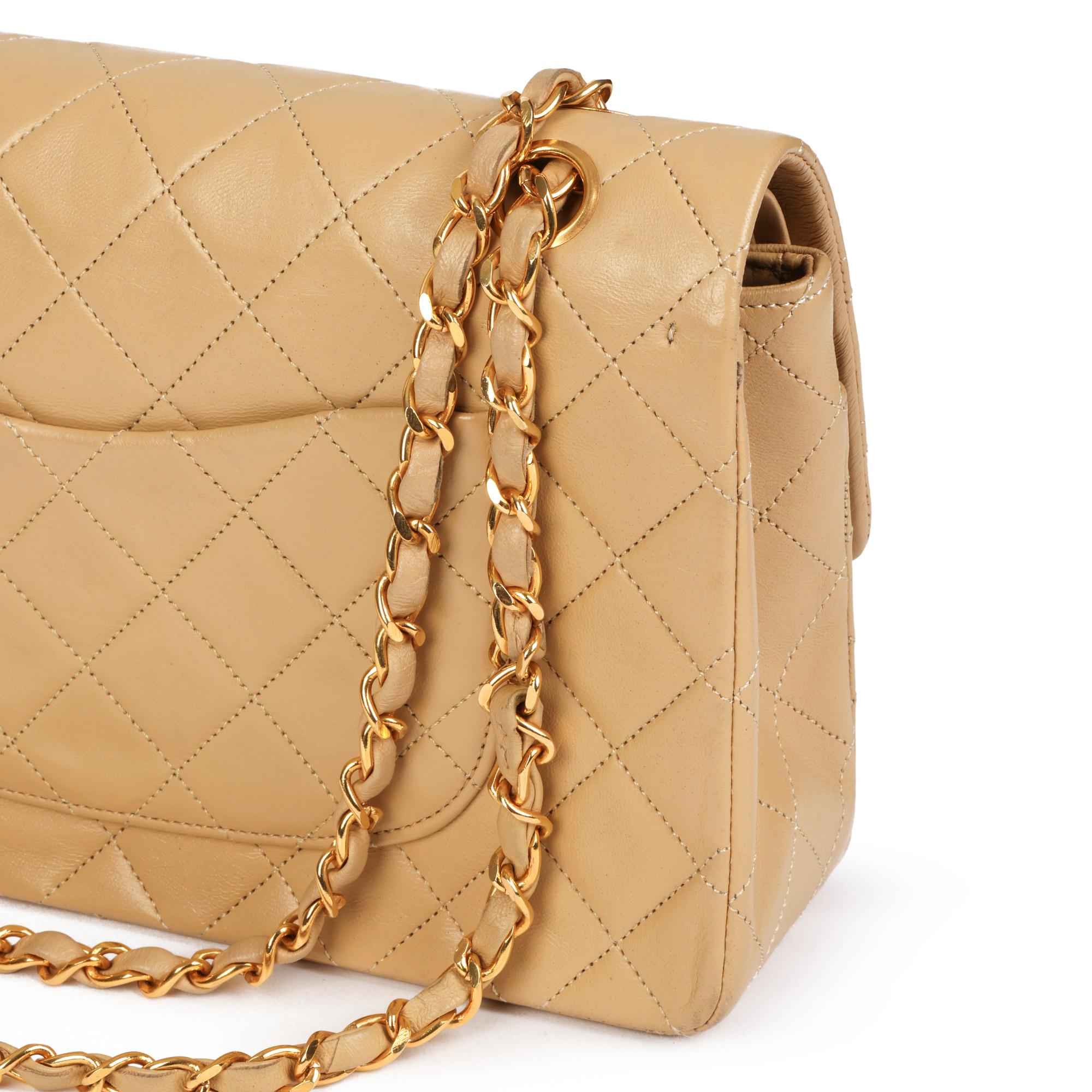 CHANEL Beige Quilted Lambskin Vintage Medium Classic Double Flap Bag 3