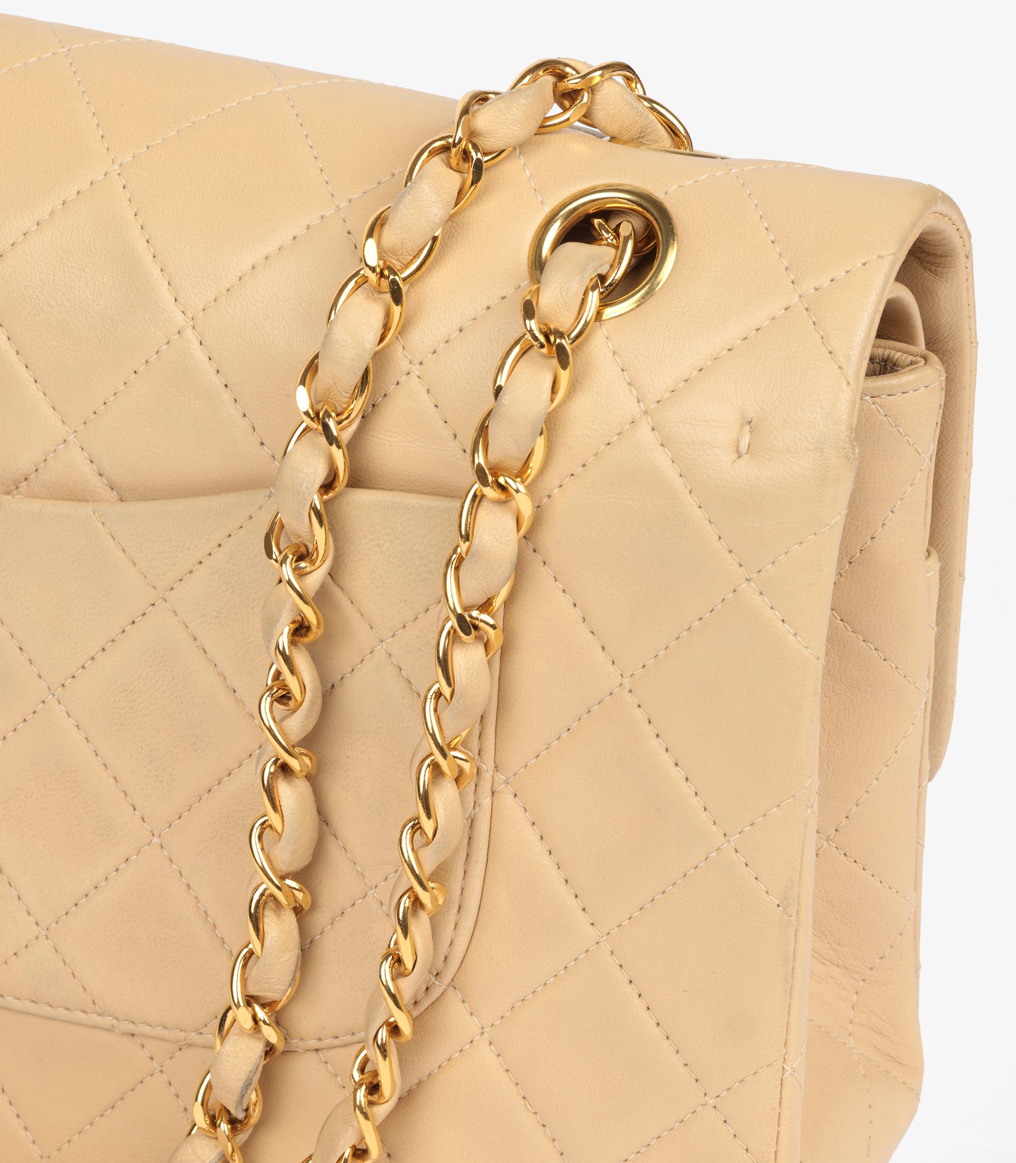 Chanel Beige Quilted Lambskin Vintage Medium Classic Double Flap Bag 4