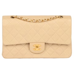 Chanel Beige Quilted Lambskin Retro Medium Classic Double Flap Bag