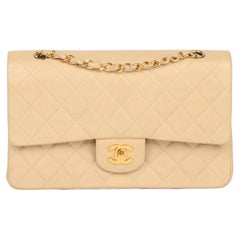 Chanel Beige Quilted Lambskin Vintage Medium Classic Double Flap Bag