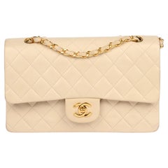 Chanel Beige Quilted Lambskin Vintage Medium Classic Double Flap Bag