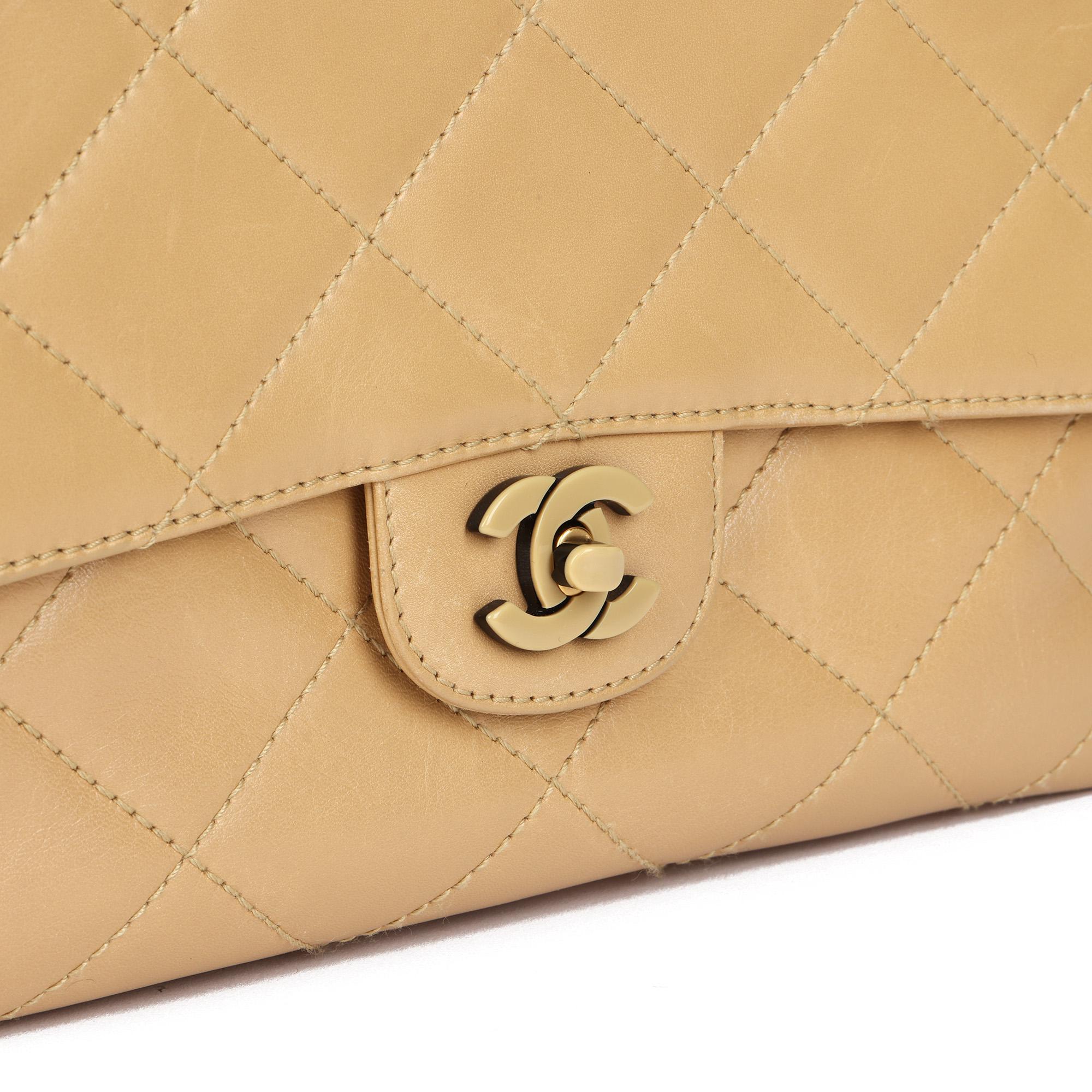 CHANEL Beige Quilted Lambskin Vintage Medium Classic Single Flap Bag 3