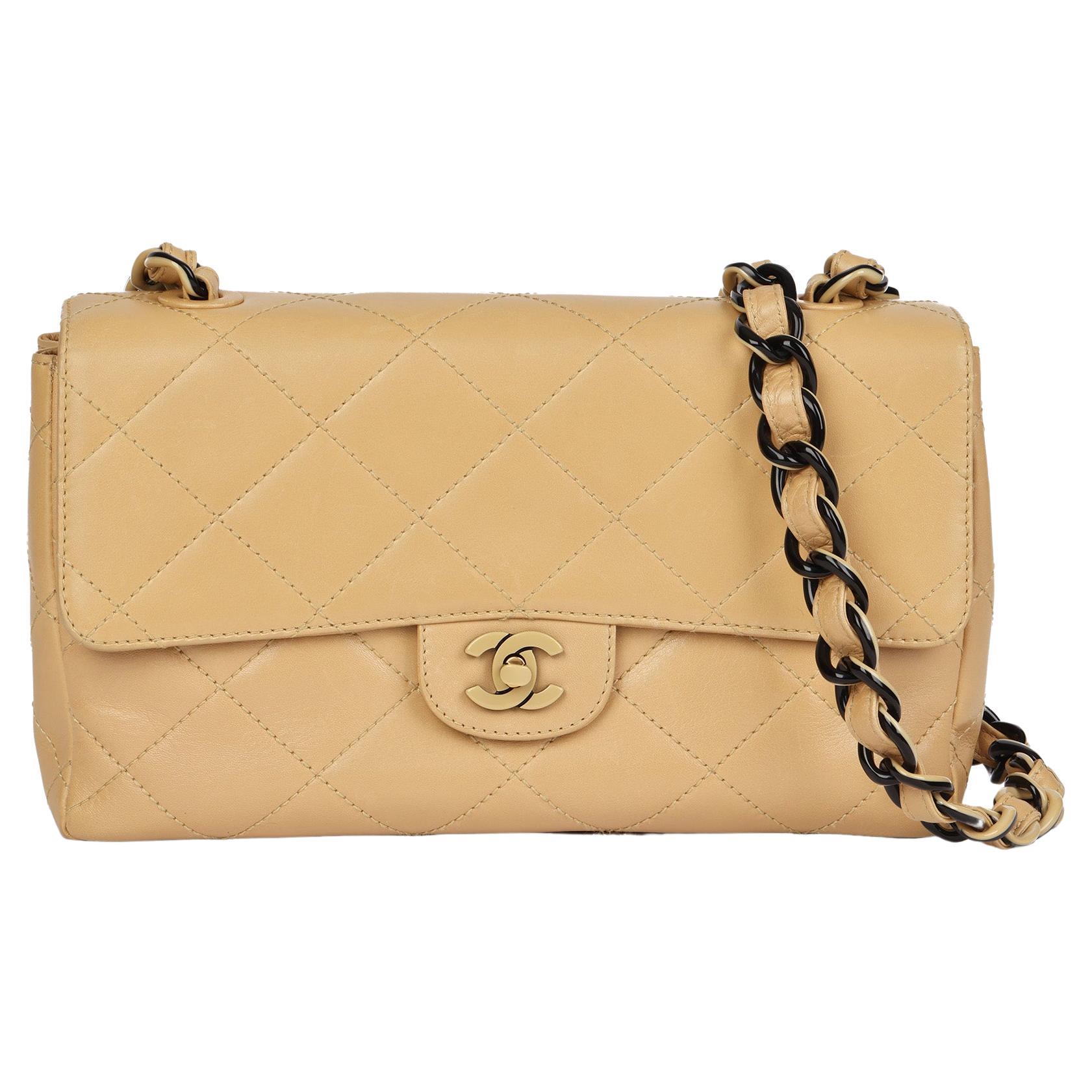 CHANEL Beige Quilted Lambskin Vintage Medium Classic Single Flap Bag