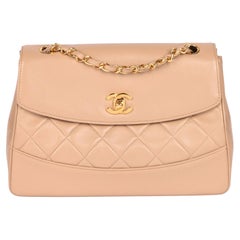 CHANEL Beige Quilted Lambskin Vintage Medium Classic Single Flap Bag