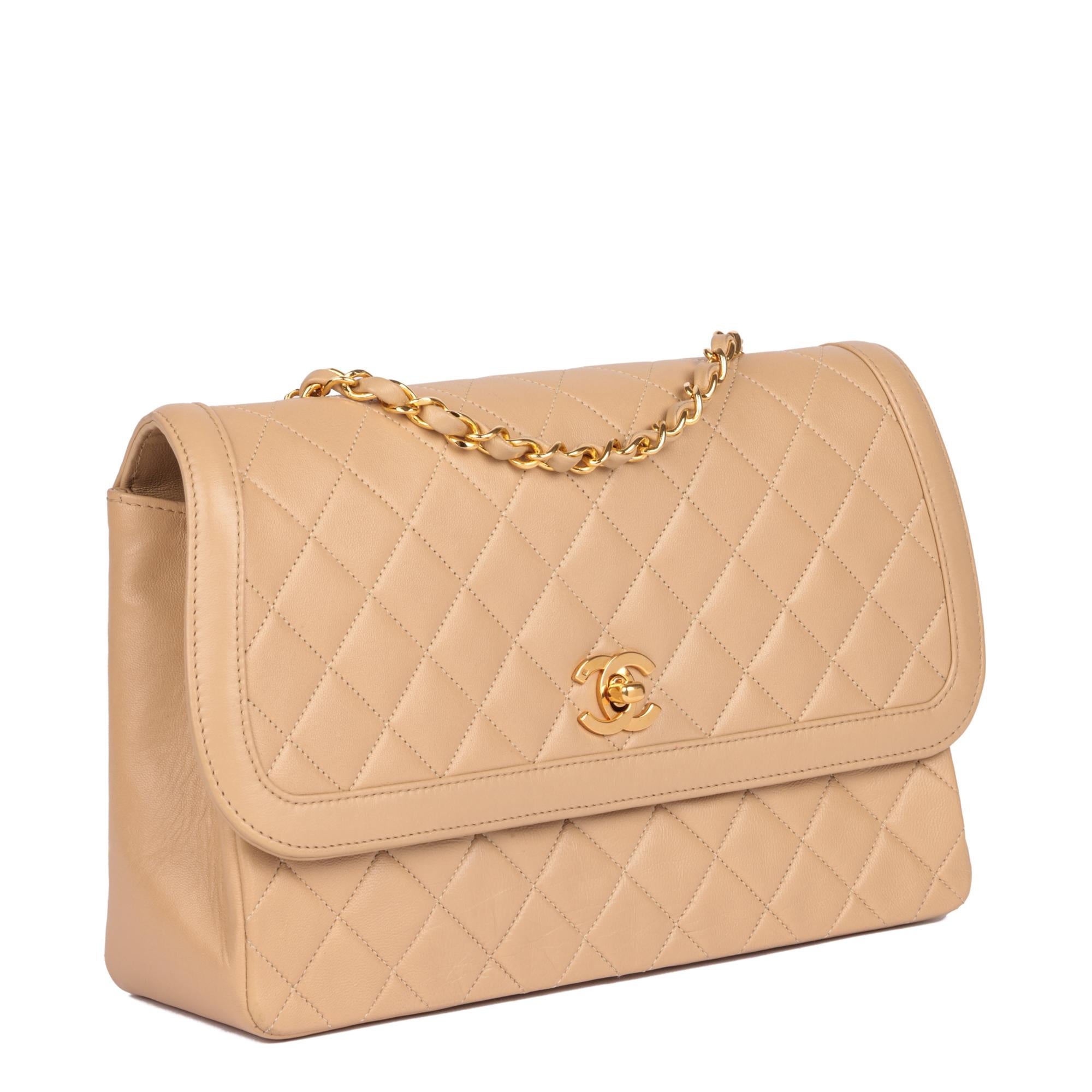 CHANEL
Beige Quilted Lambskin Vintage Medium Classic Single Flap Bag with Wallet

Xupes Reference: HB5243
Serial Number: 1488135
Age (Circa): 1990
Accompanied By: Chanel Dust Bag, Wallet
Authenticity Details: Authenticity Card, Serial Sticker (Made