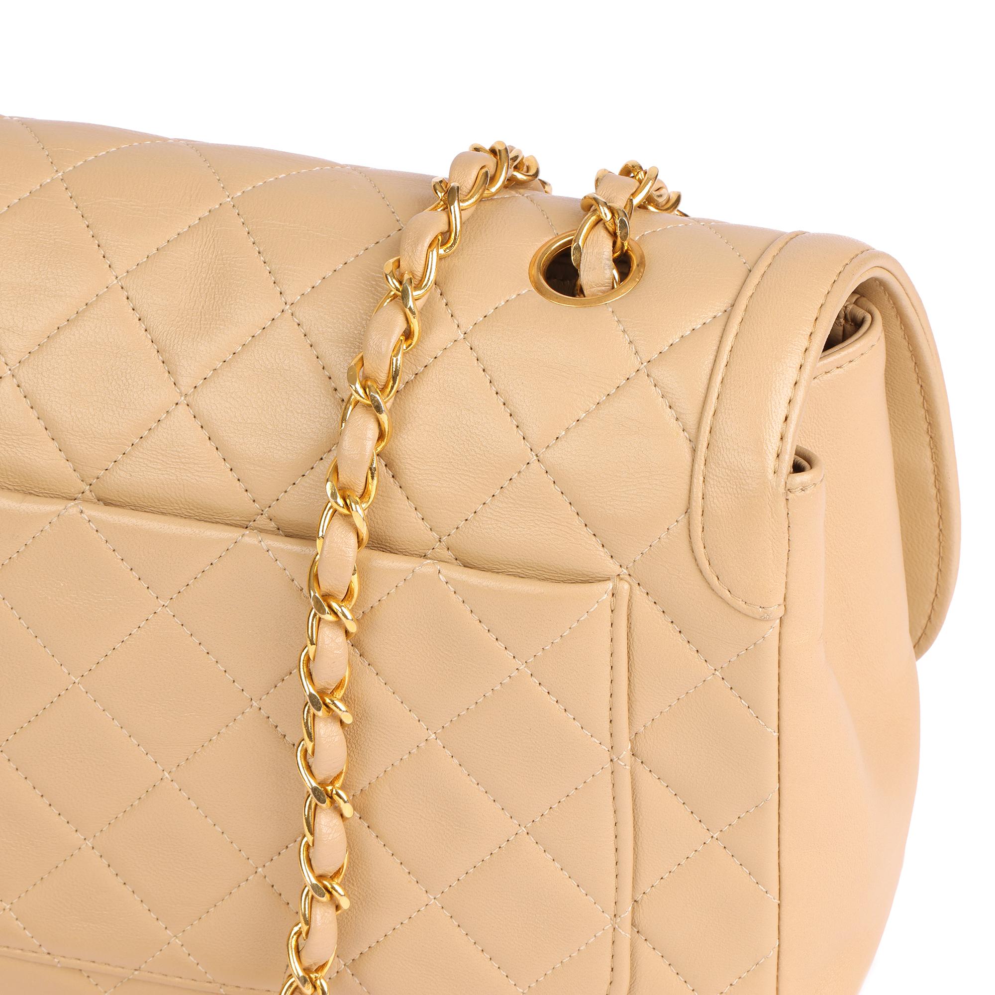 CHANEL Beige Quilted Lambskin Vintage Medium Classic Single Flap Bag with Wallet 2
