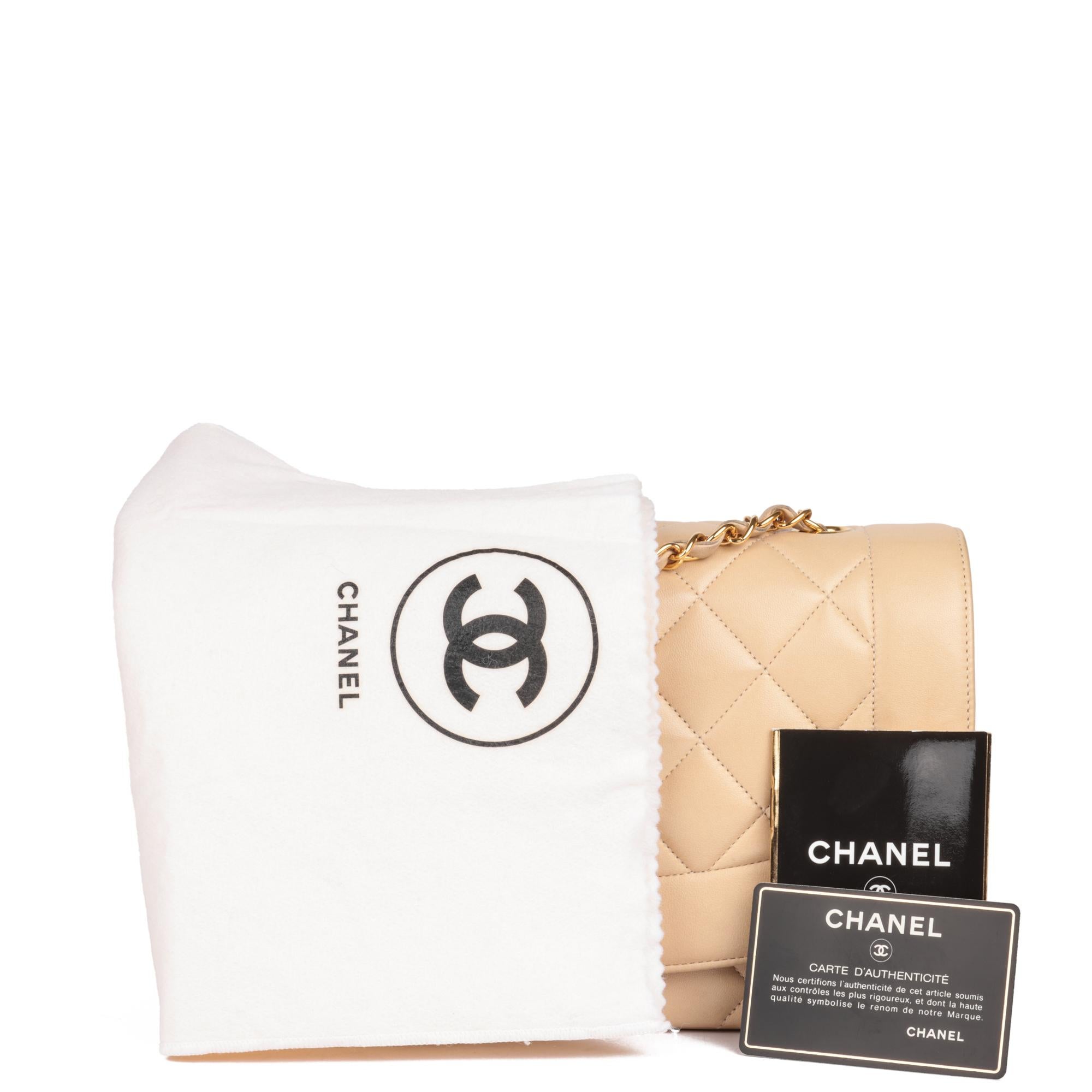 CHANEL Beige Quilted Lambskin Vintage Medium Diana Classic Single Flap Bag 8