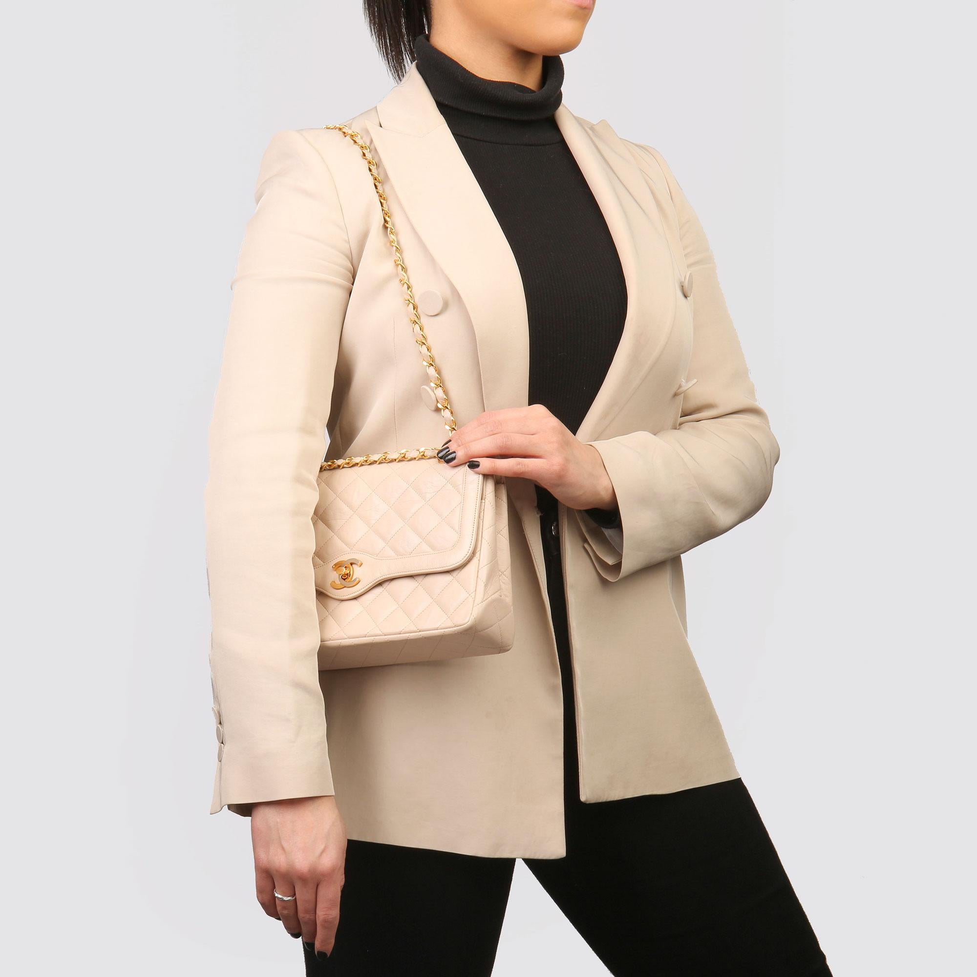 Chanel Beige Quilted Lambskin Vintage Medium Paris Limited Double Flap Bag 3