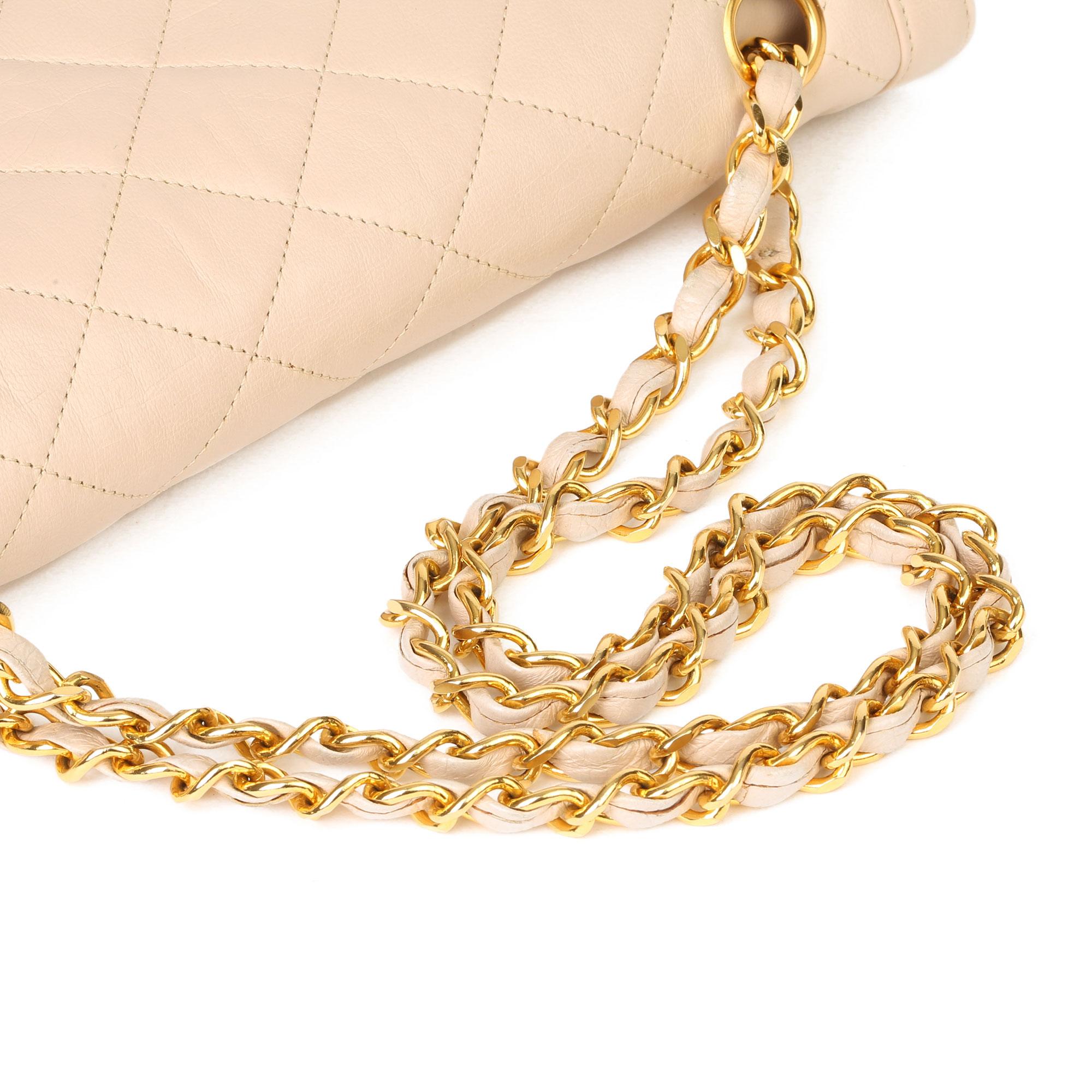 Chanel Beige Quilted Lambskin Vintage Medium Paris Limited Double Flap Bag In Good Condition In Bishop's Stortford, Hertfordshire