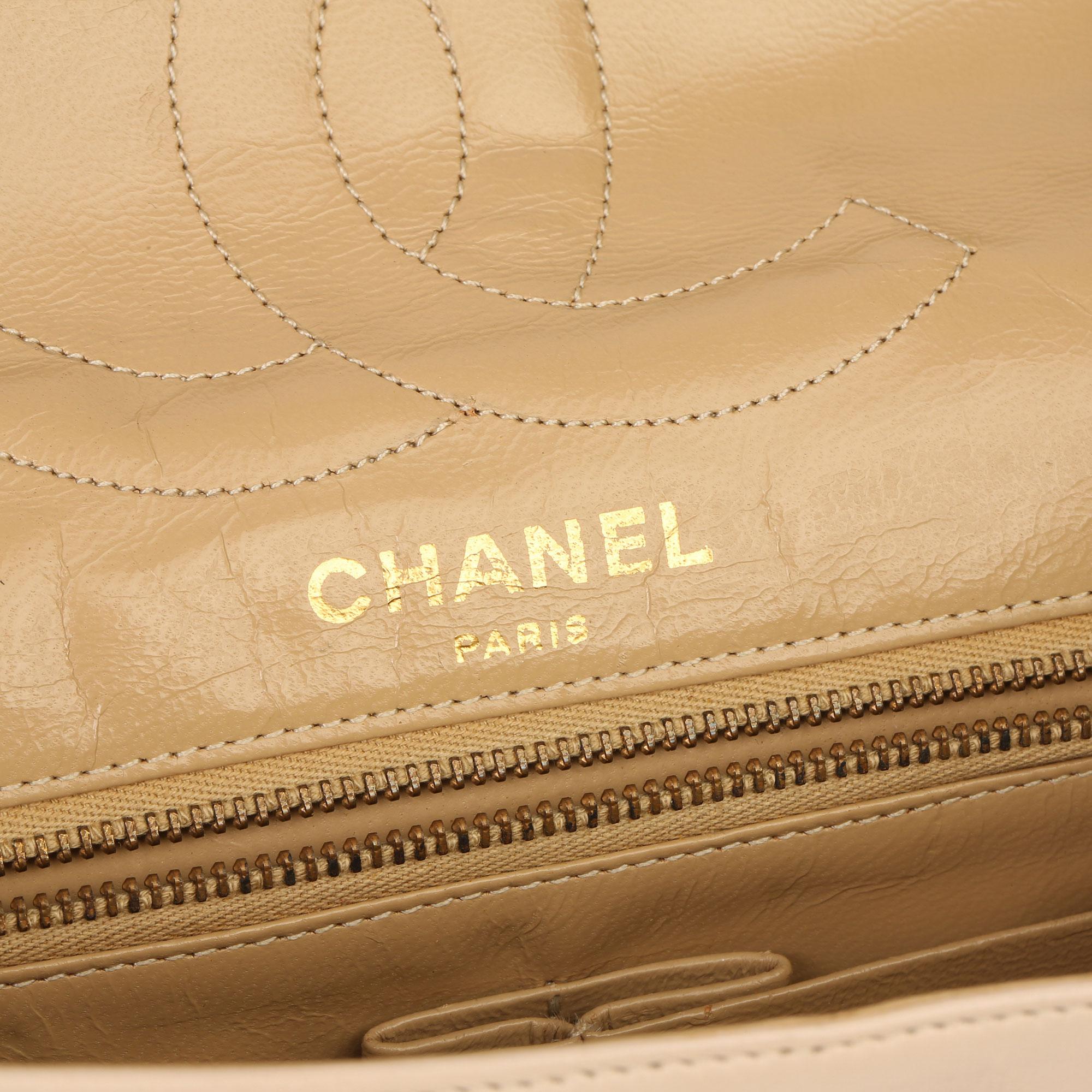 Women's Chanel Beige Quilted Lambskin Vintage Medium Paris Limited Double Flap Bag