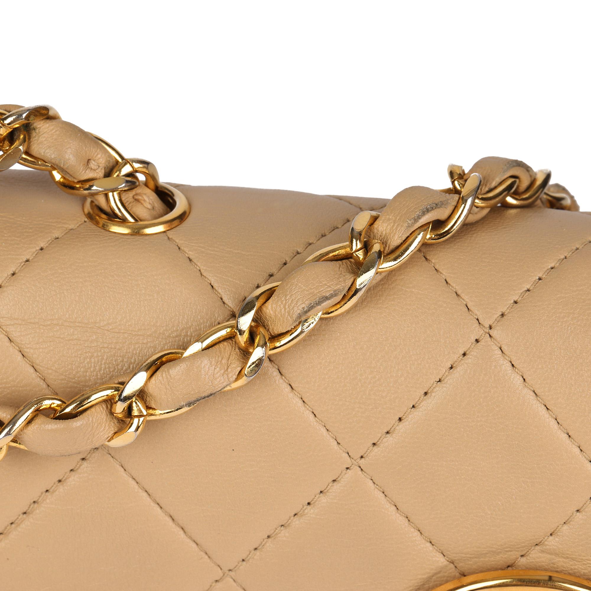 CHANEL Beige Quilted Lambskin Vintage Mini Classic Single Flap Bag For Sale 6