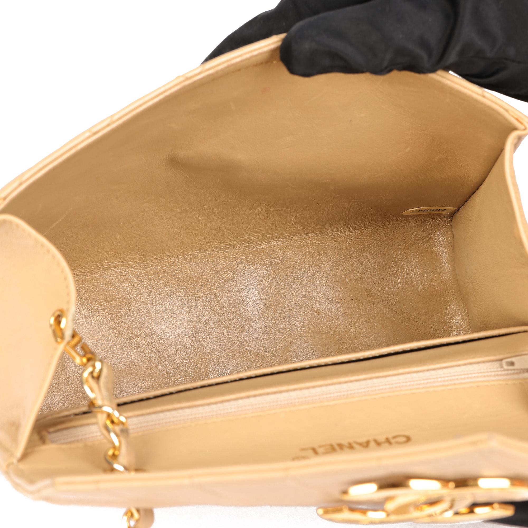 CHANEL Beige Quilted Lambskin Vintage Mini Classic Single Flap Bag For Sale 9