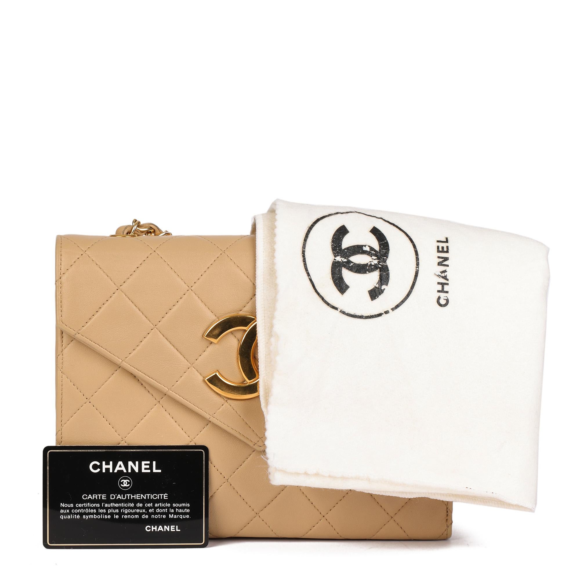 CHANEL Beige Quilted Lambskin Vintage Mini Classic Single Flap Bag For Sale 10