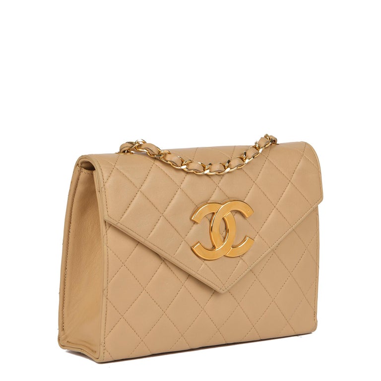 CHANEL Beige Quilted Lambskin Vintage Mini Classic Single Flap Bag For Sale  at 1stDibs
