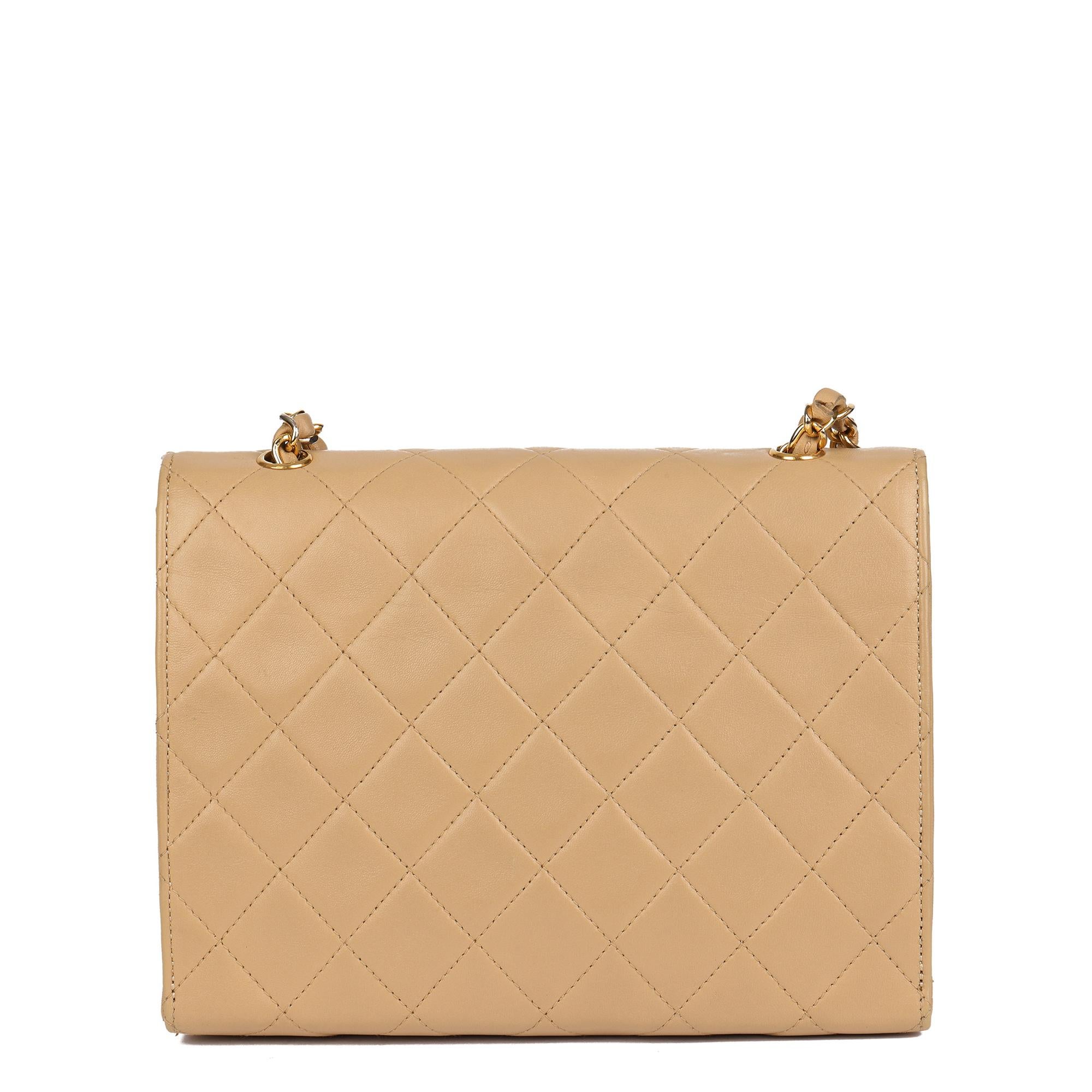 CHANEL Beige Quilted Lambskin Vintage Mini Classic Single Flap Bag For Sale 1
