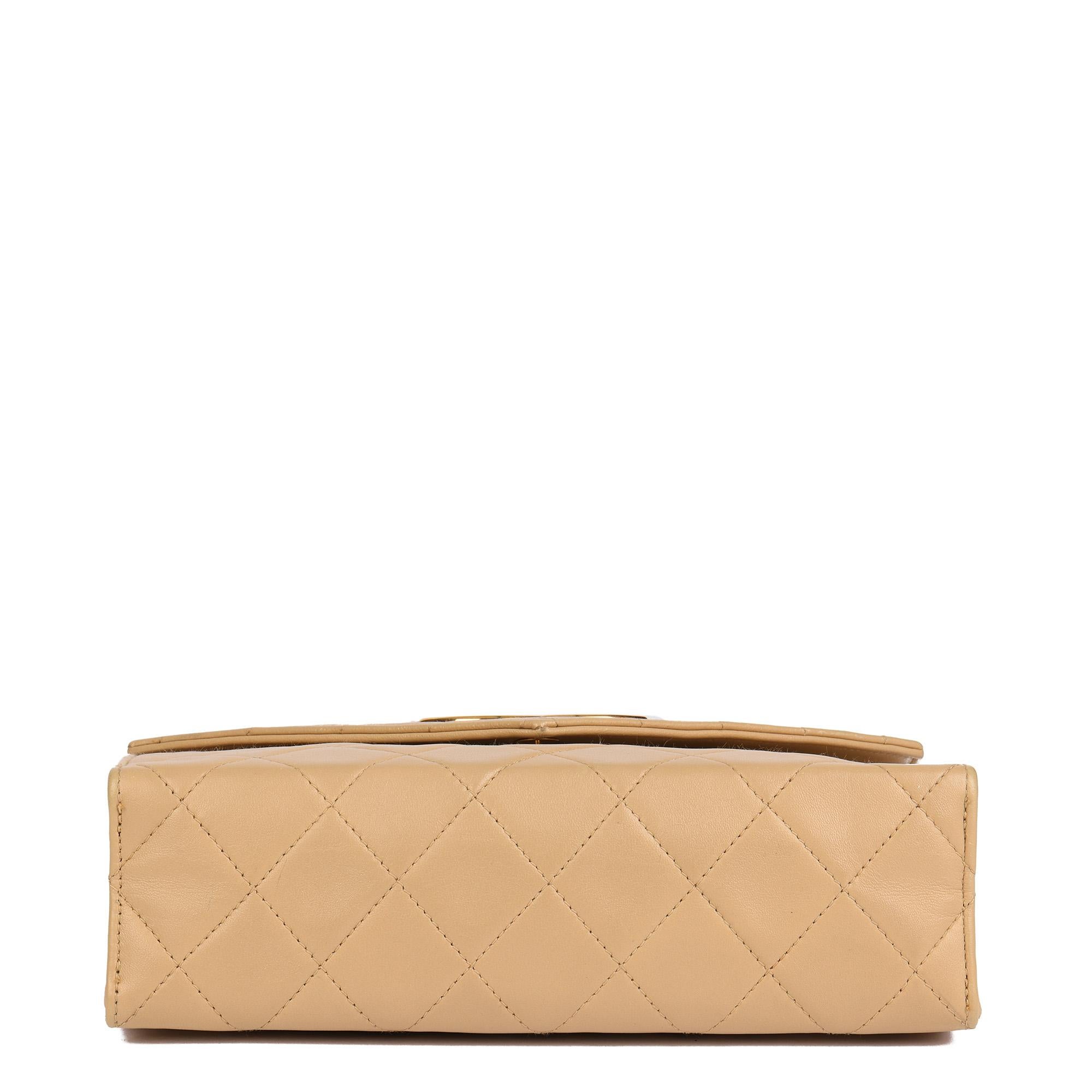 CHANEL Beige Quilted Lambskin Vintage Mini Classic Single Flap Bag For Sale 2