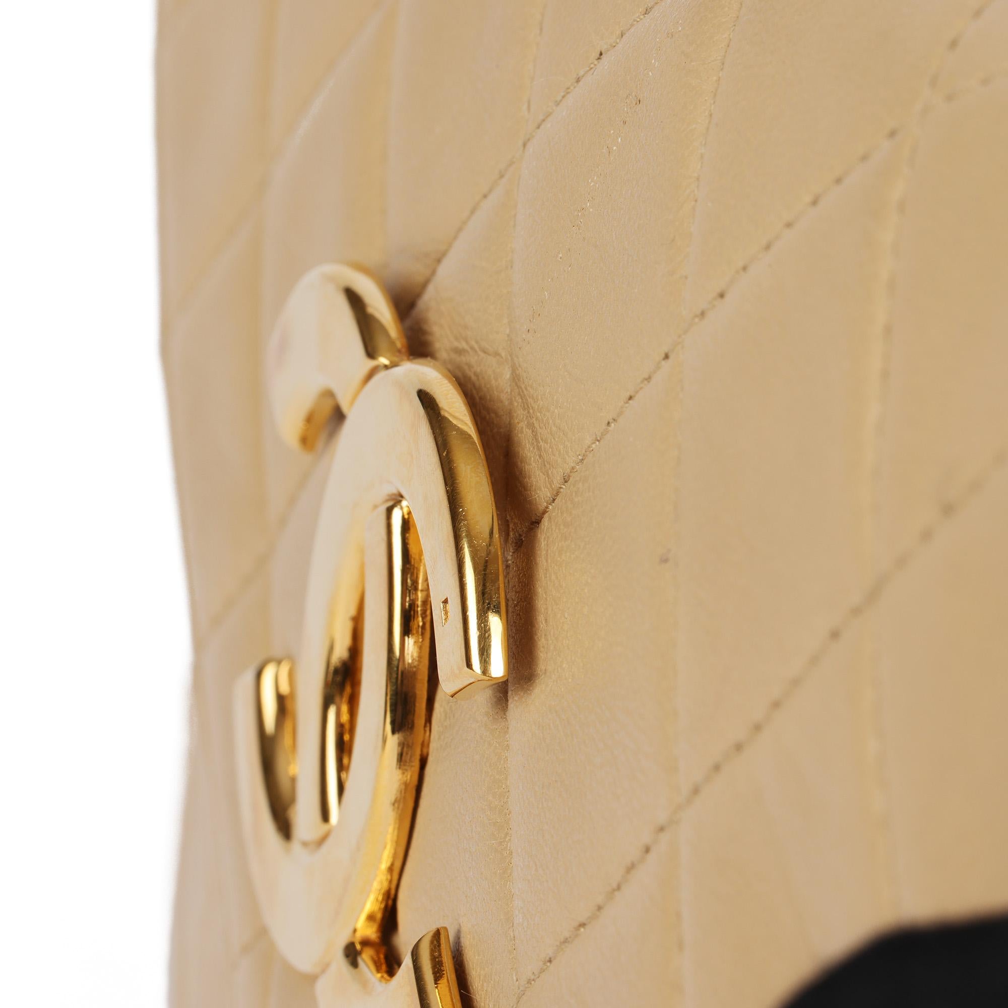 CHANEL Beige Quilted Lambskin Vintage Mini Classic Single Flap Bag For Sale 5