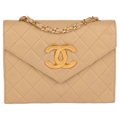 CHANEL Beige Quilted Lambskin Used Mini Classic Single Flap Bag