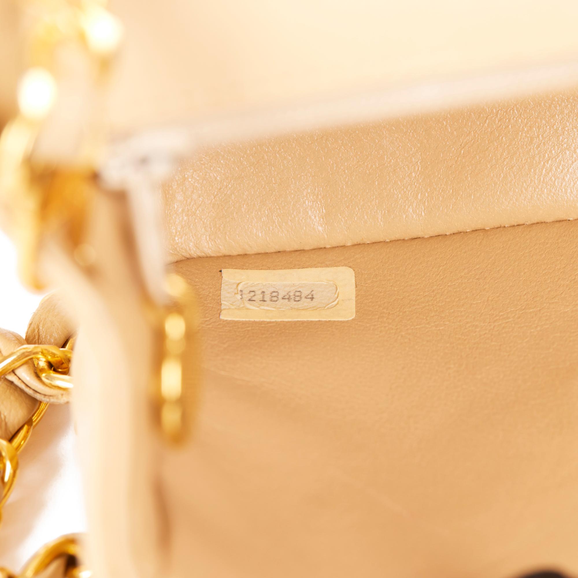 CHANEL Beige Quilted Lambskin Vintage Mini Flap Bag 6