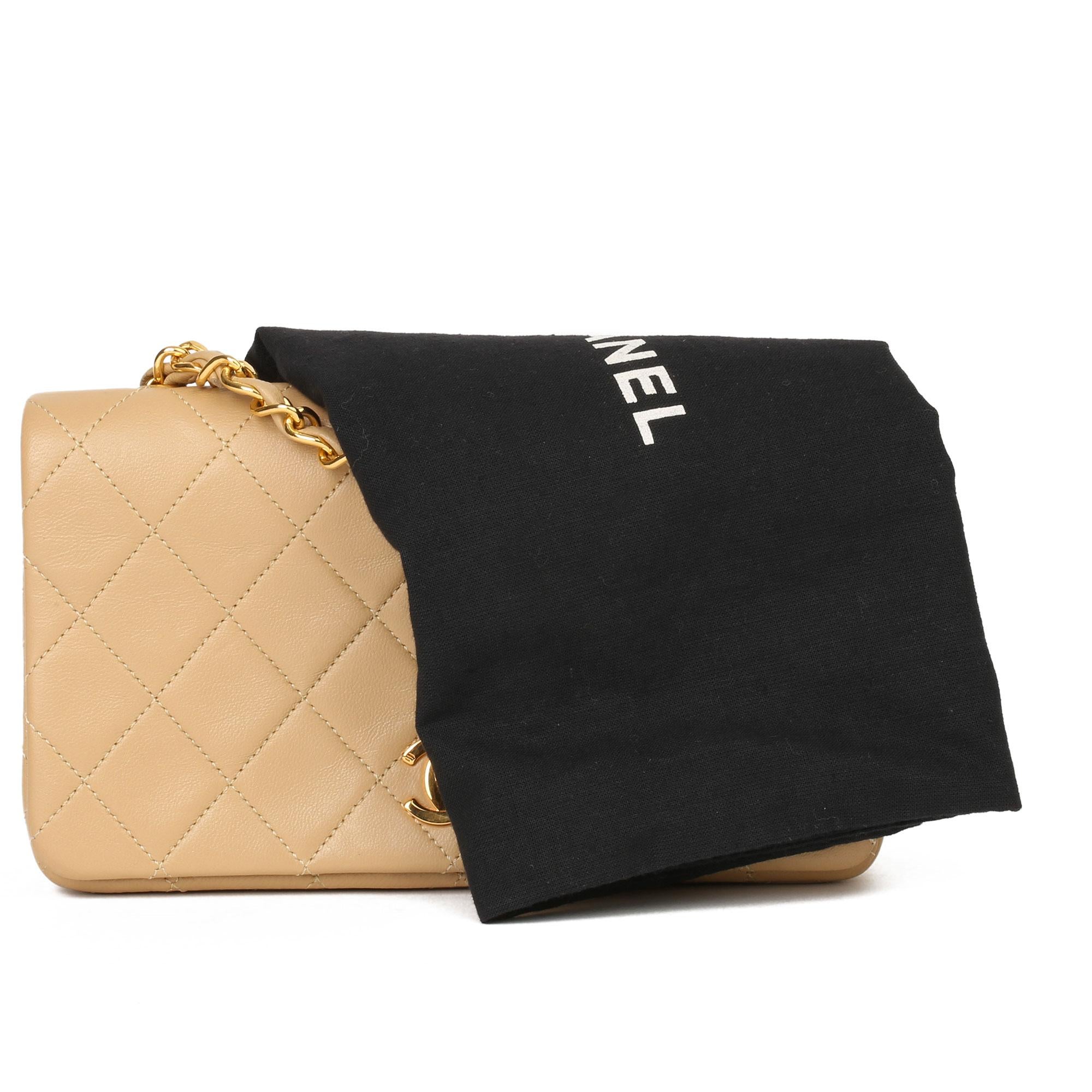 Chanel Beige Quilted Lambskin Vintage Mini Flap Bag 6