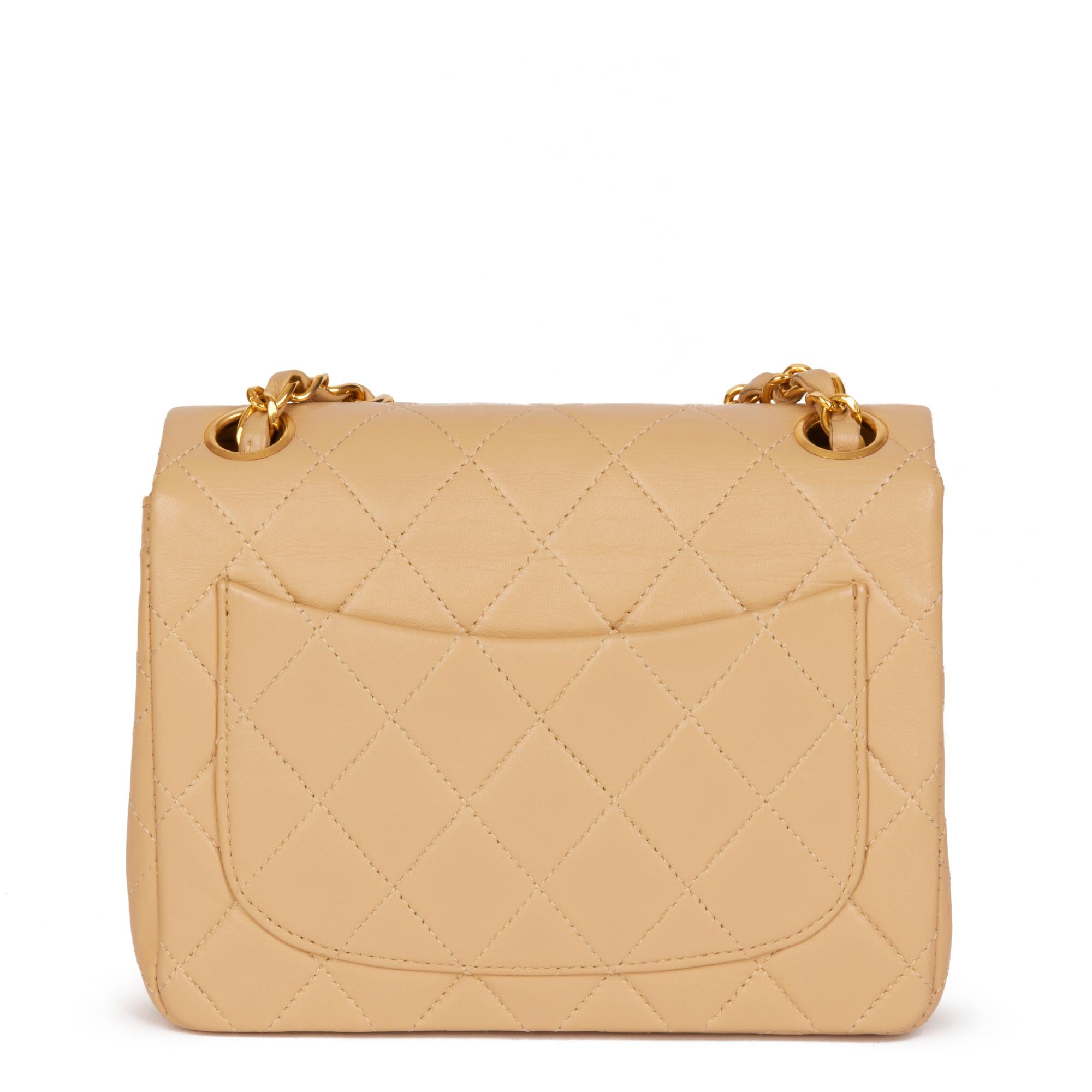 CHANEL Beige Quilted Lambskin Vintage Mini Flap Bag 1