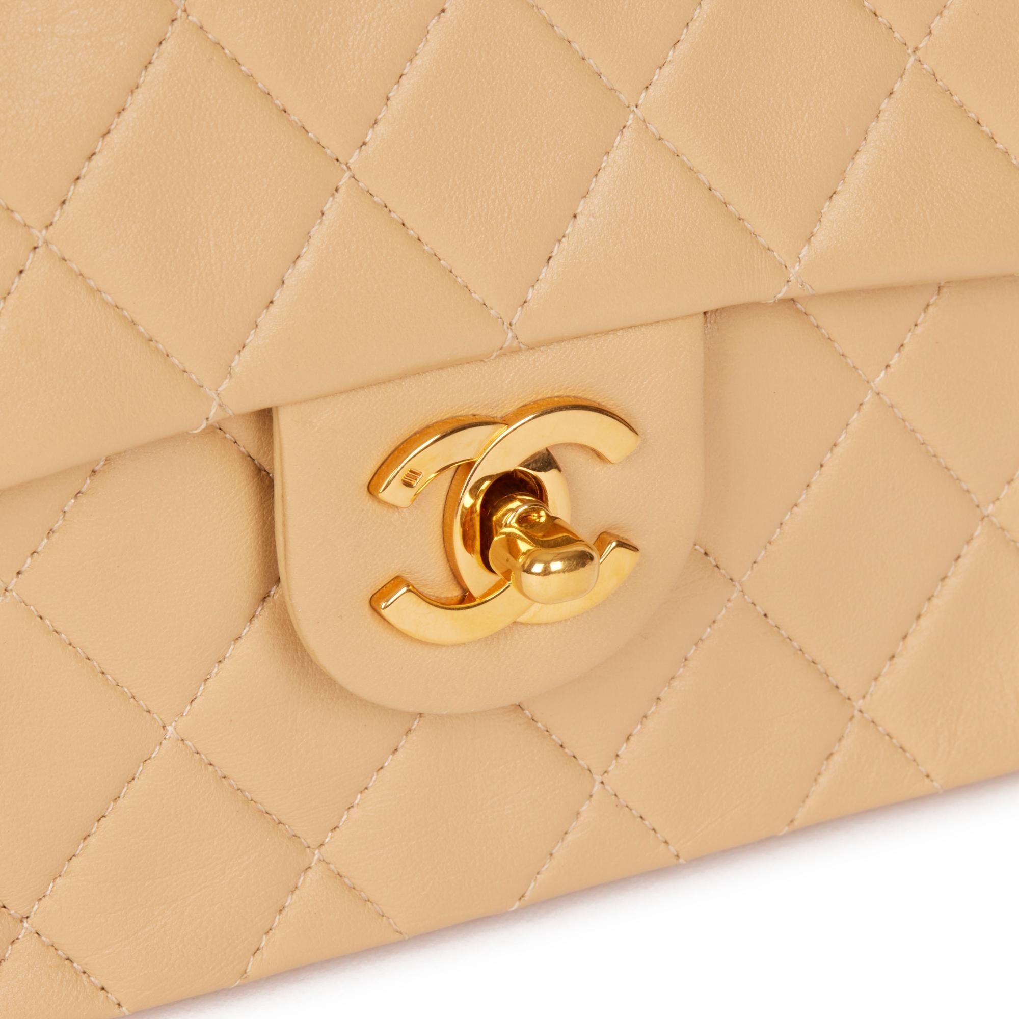 CHANEL Beige Quilted Lambskin Vintage Mini Flap Bag 3