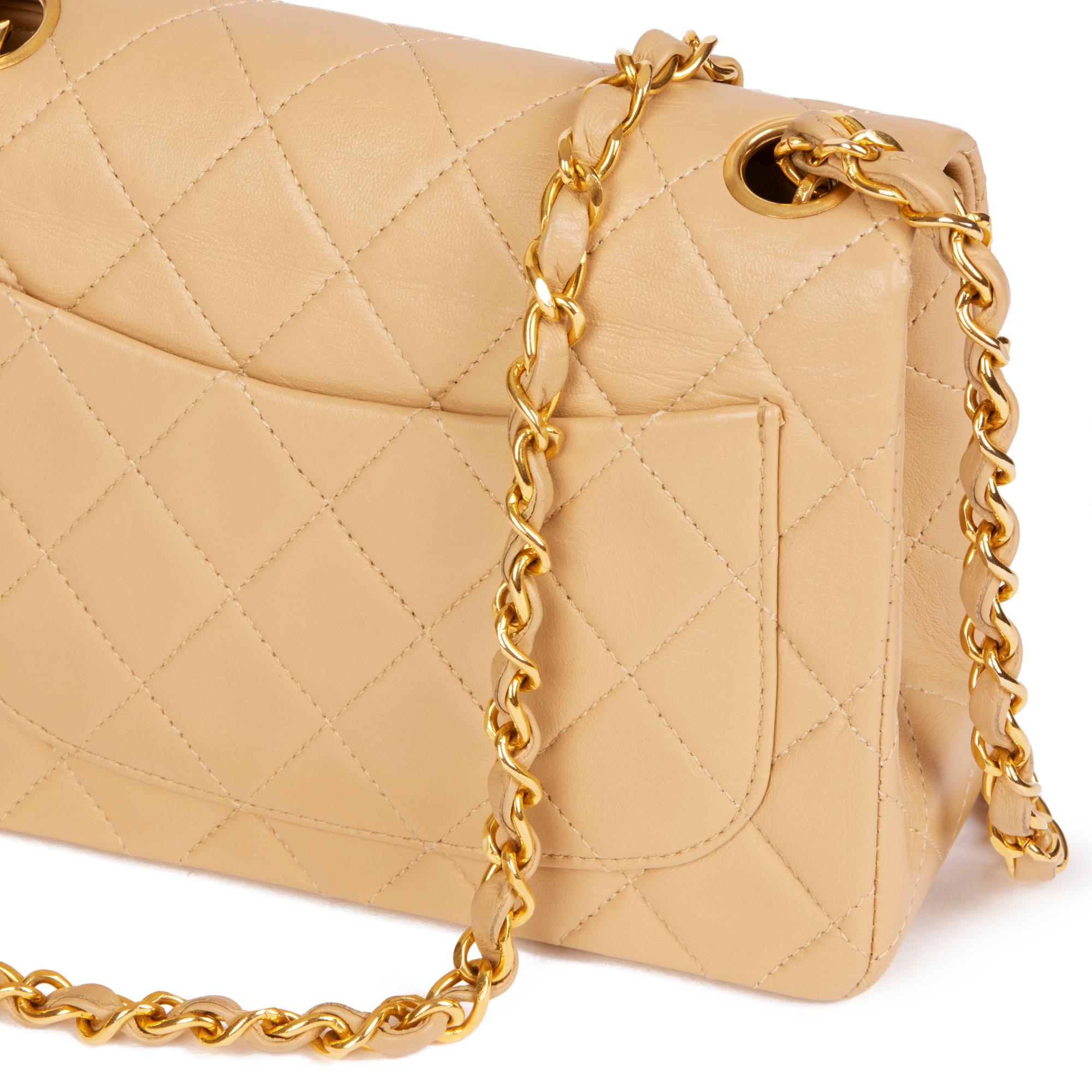 CHANEL Beige Quilted Lambskin Vintage Mini Flap Bag 4