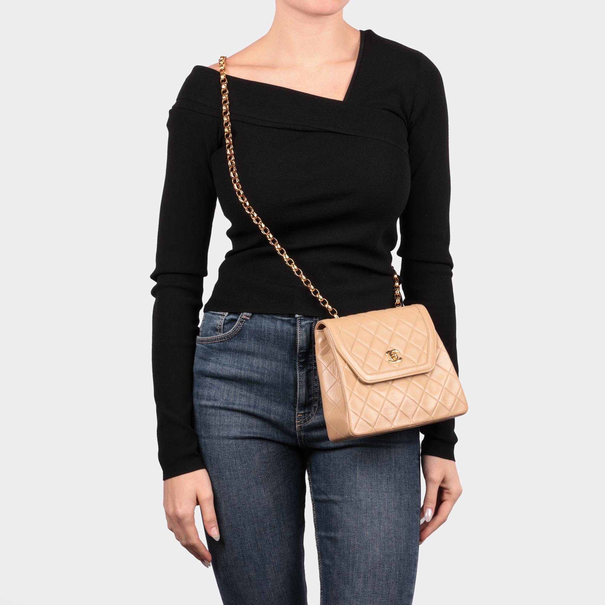 CHANEL Beige Quilted Lambskin Vintage Mini Flap Bag with Wallet 9