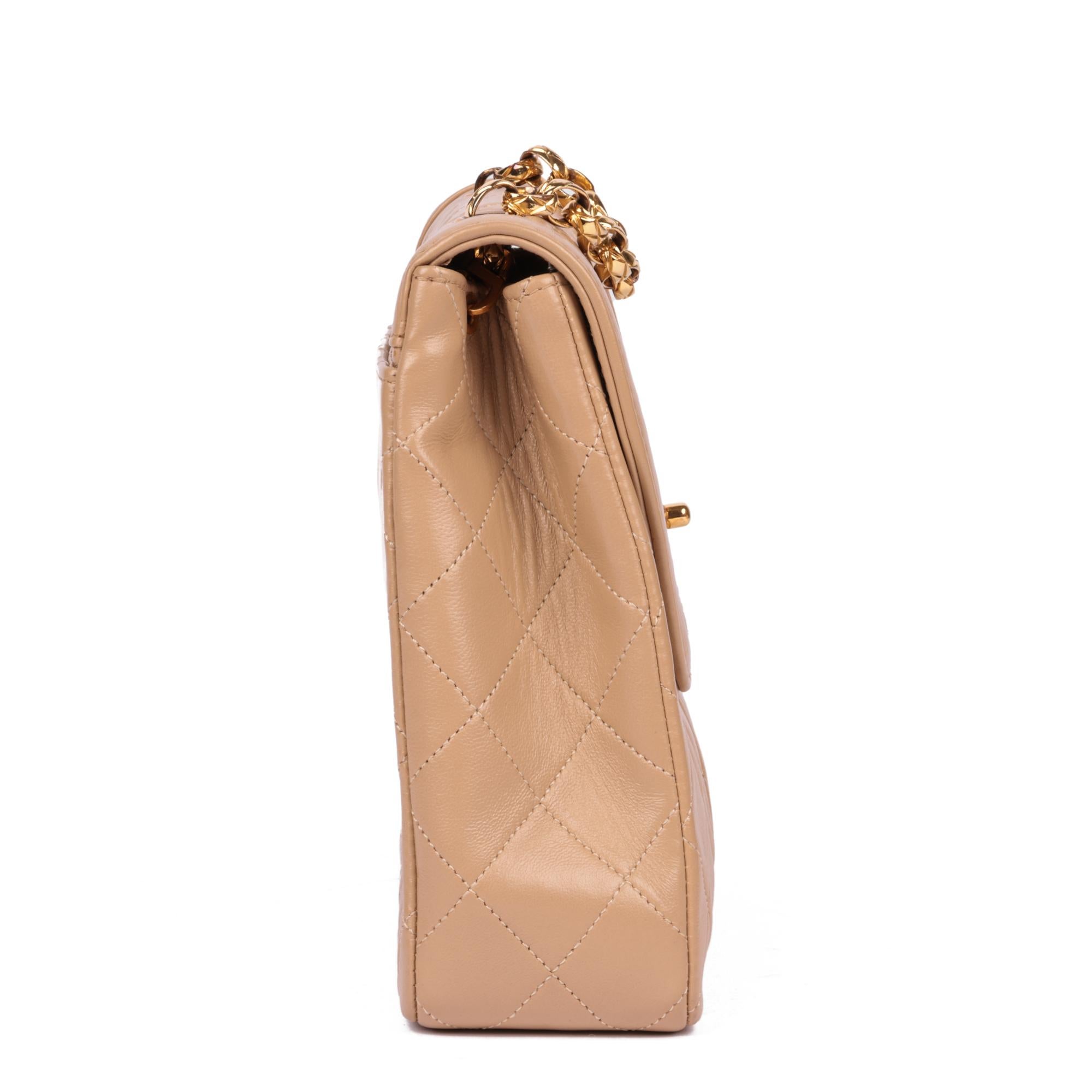 CHANEL Beige Quilted Lambskin Vintage Mini Flap Bag with Wallet In Excellent Condition For Sale In Bishop's Stortford, Hertfordshire
