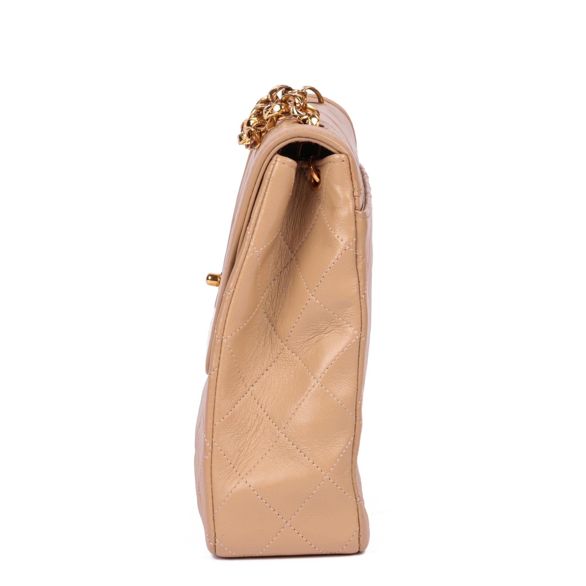 Women's CHANEL Beige Quilted Lambskin Vintage Mini Flap Bag with Wallet For Sale