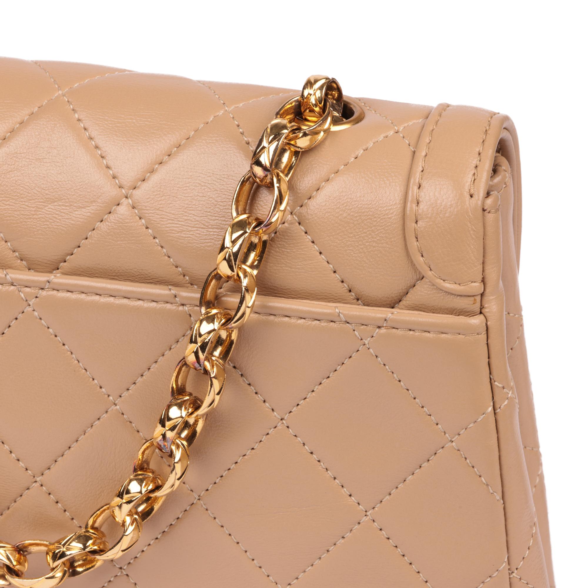 CHANEL Beige Quilted Lambskin Vintage Mini Flap Bag with Wallet For Sale 4