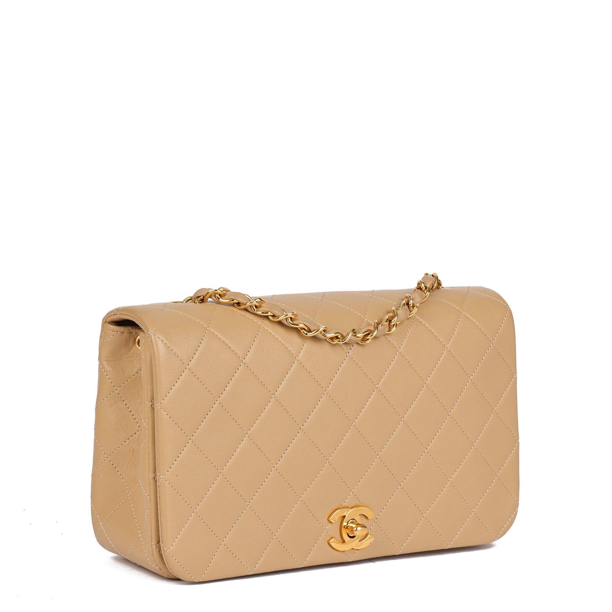 CHANEL Beige Quilted Lambskin Vintage Small Classic Single Full Flap Bag 9