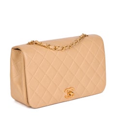 CHANEL Beige Quilted Lambskin Vintage Small Classic Single Full Flap Bag
