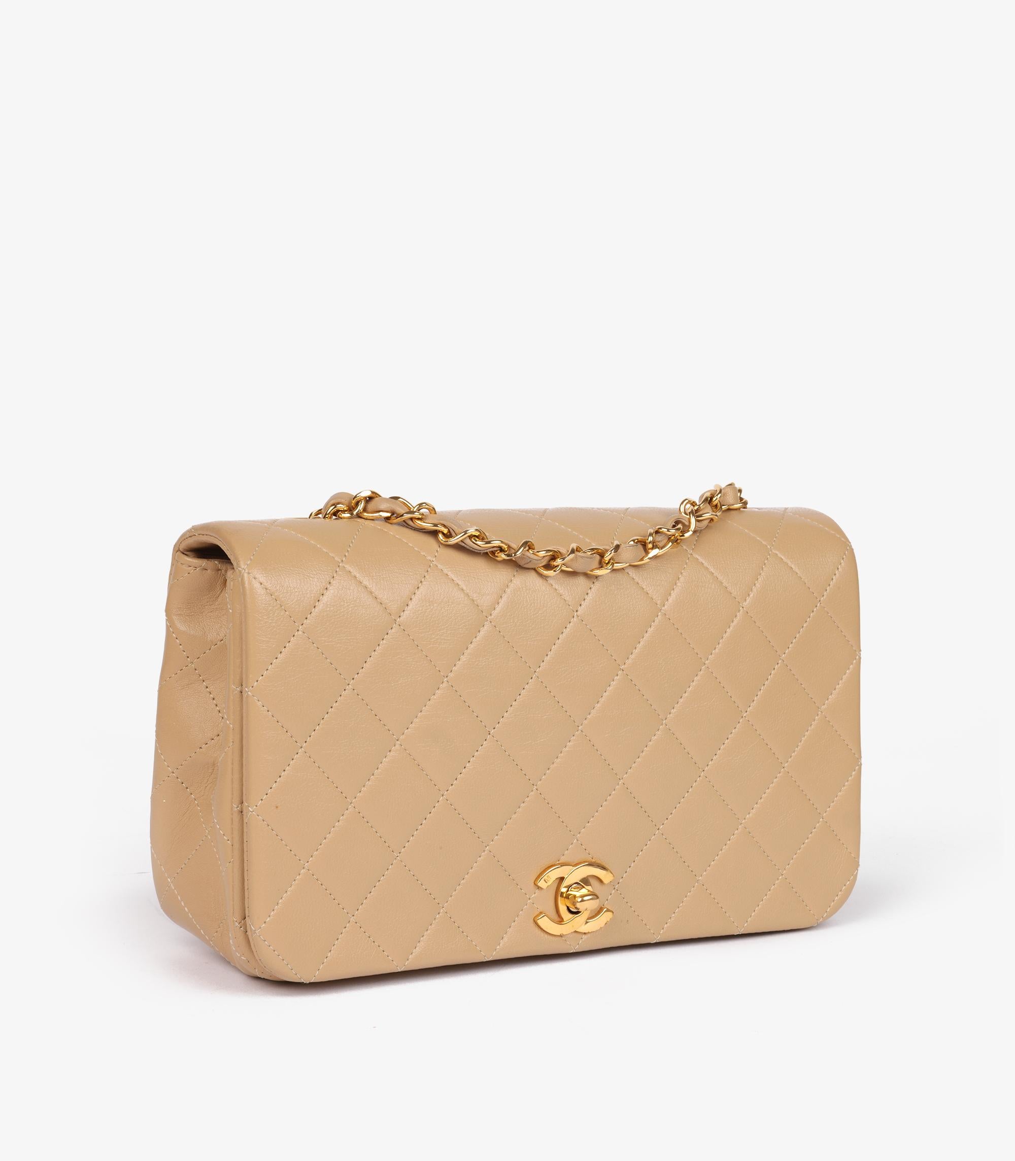 Chanel  Beige Quilted Lambskin Vintage Small Classic Single Full Flap Bag

Product Details
Xupes Ref: CB1479
Brand: Chanel 
Model: Small Classic Single Full Flap Bag
Type: Shoulder, Crossbody
Serial Number: 1462434
Age: 1989
Accompanied By: Chanel