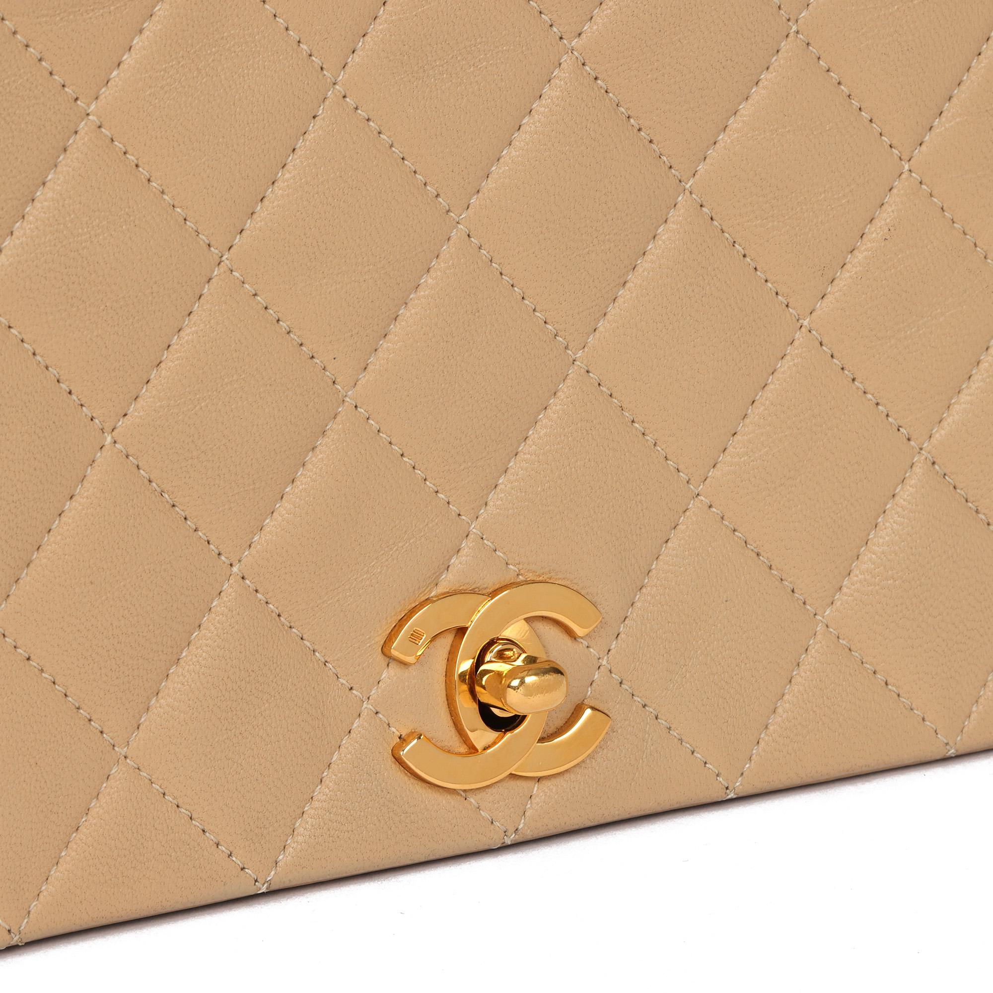 CHANEL Beige Quilted Lambskin Vintage Small Classic Single Full Flap Bag  2