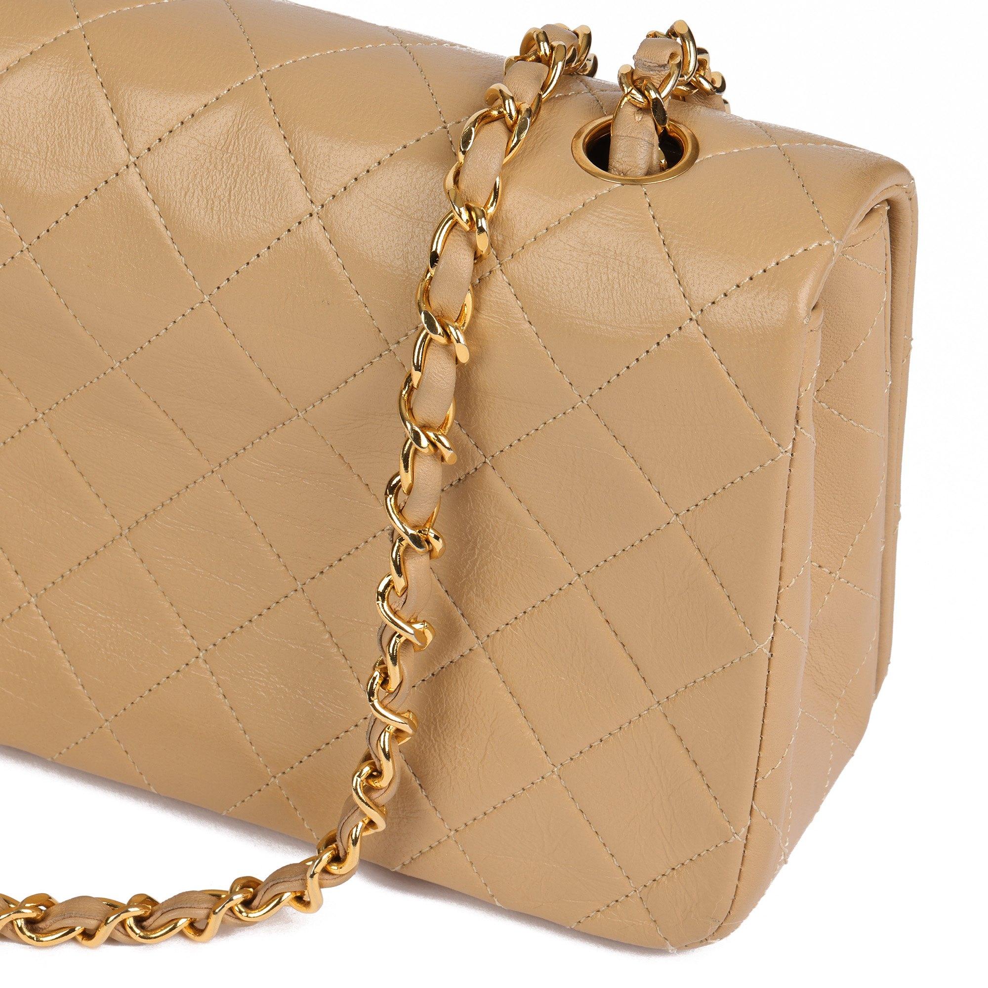 CHANEL Beige Quilted Lambskin Vintage Small Classic Single Full Flap Bag 3