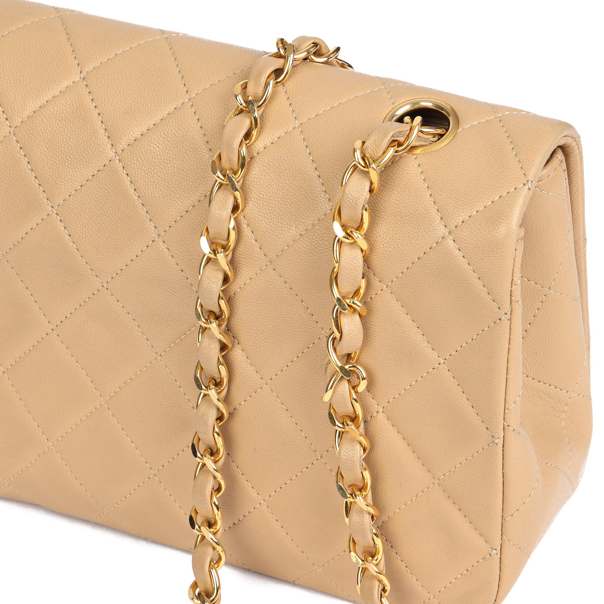 CHANEL Beige Quilted Lambskin Vintage Small Classic Single Full Flap Bag  3
