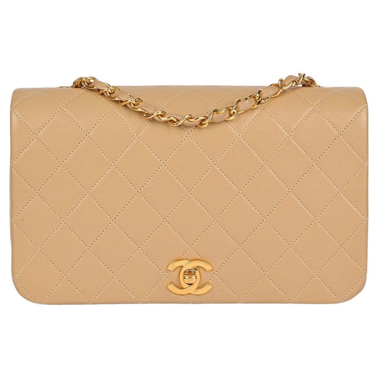 CHANEL Beige Quilted Lambskin Vintage Small Classic Single Full