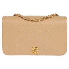 Chanel  Beige Quilted Lambskin Vintage Small Classic Single Flap Bag