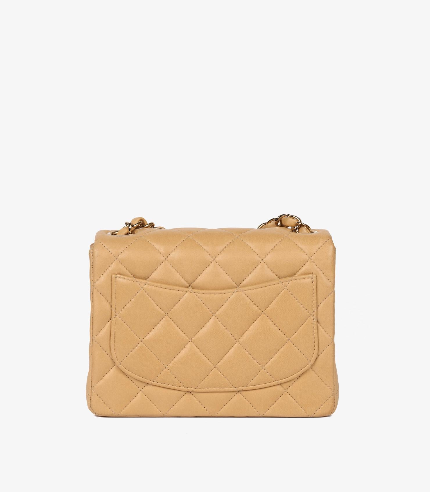 Chanel Beige Quilted Lambskin Vintage Square Classic Mini Flap Bag 1