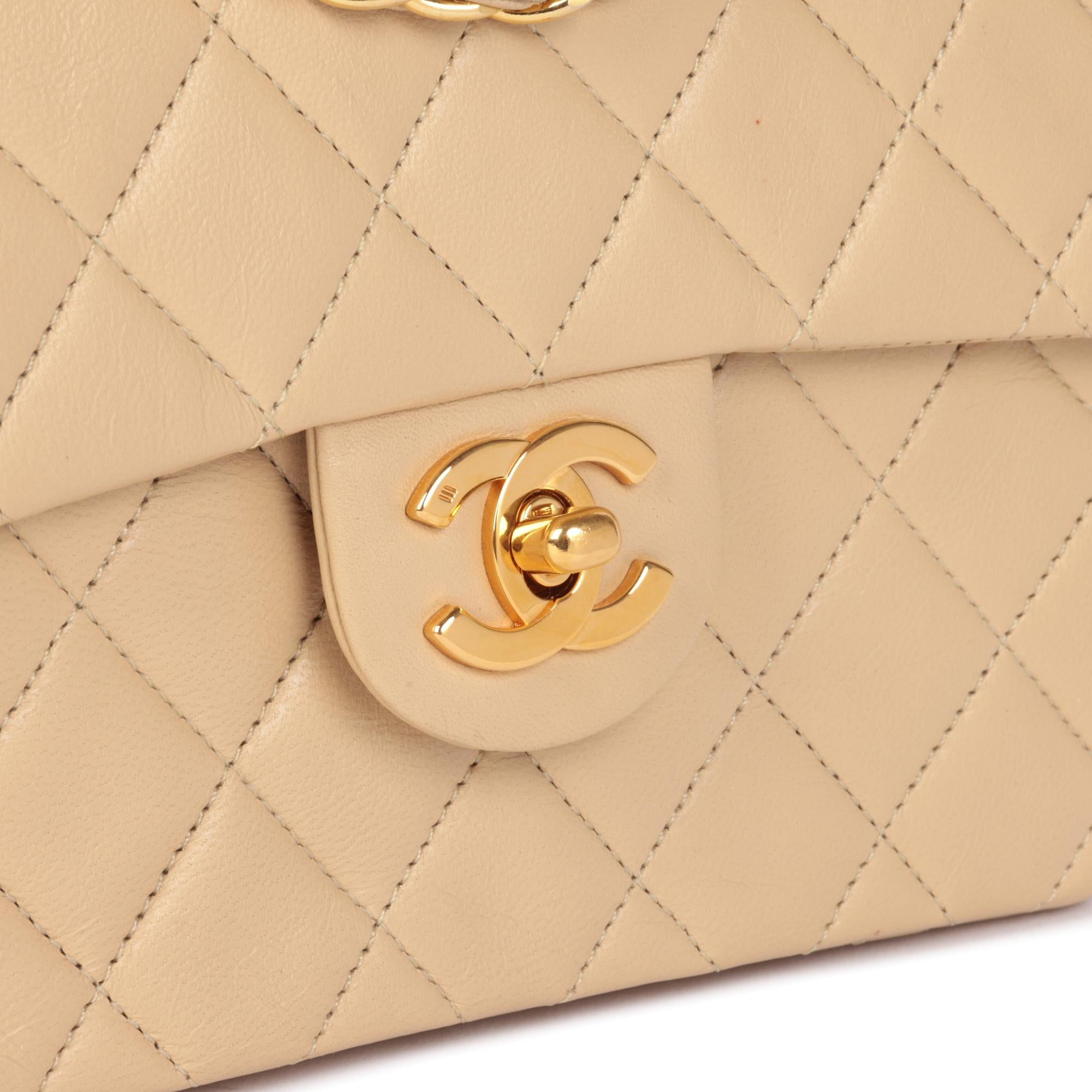 Women's CHANEL Beige Quilted Lambskin Vintage Square Mini Flap Bag
