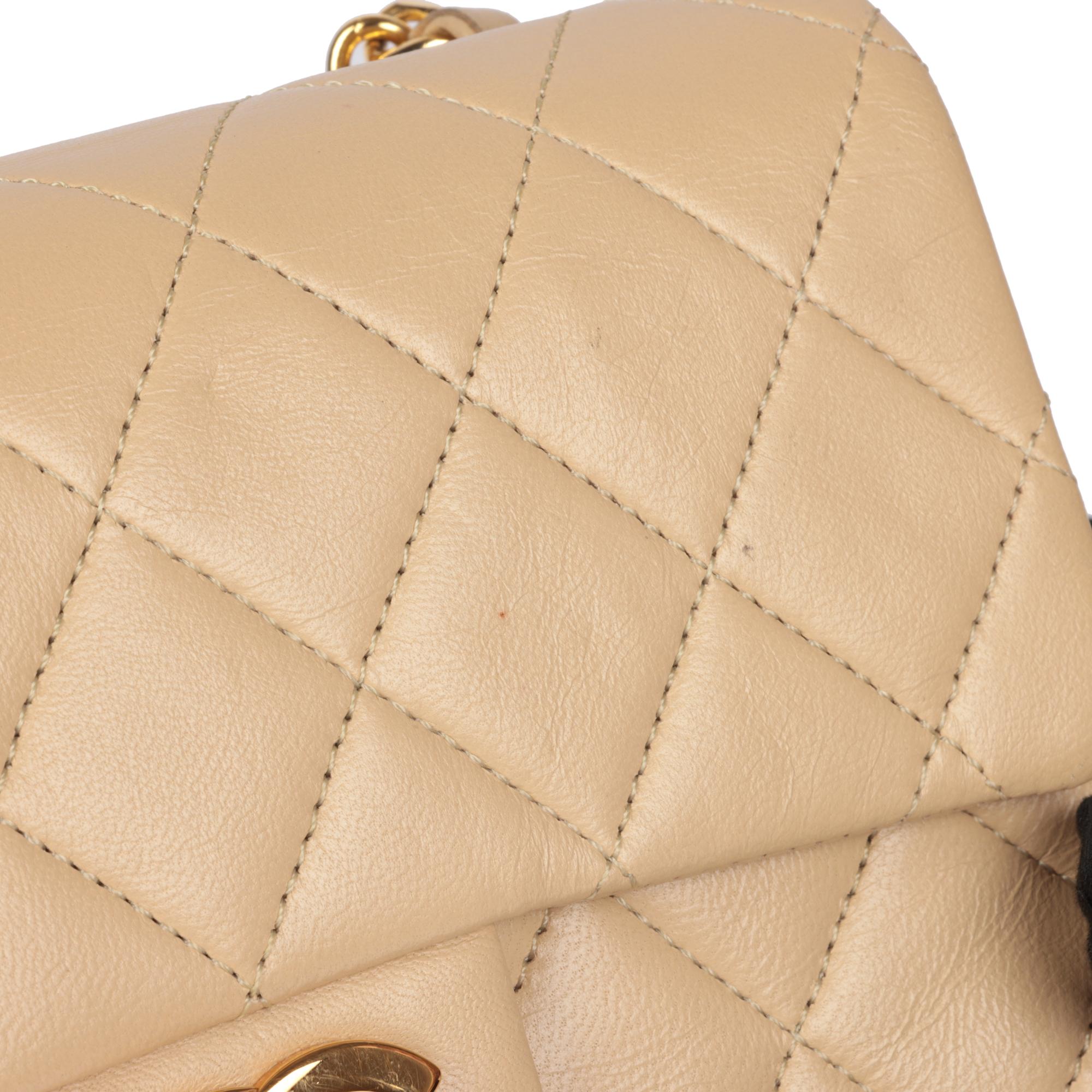 CHANEL Beige Quilted Lambskin Vintage Square Mini Flap Bag 2