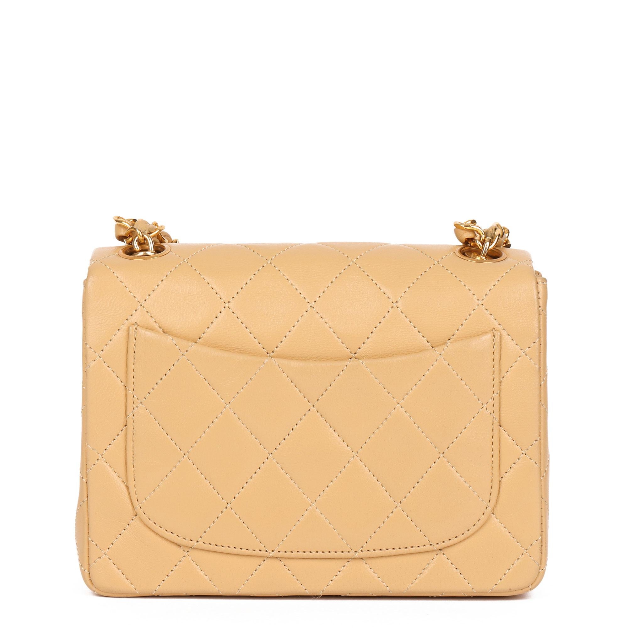 Chanel Beige Quilted Lambskin Vintage Top Handle Mini Flap Bag 5