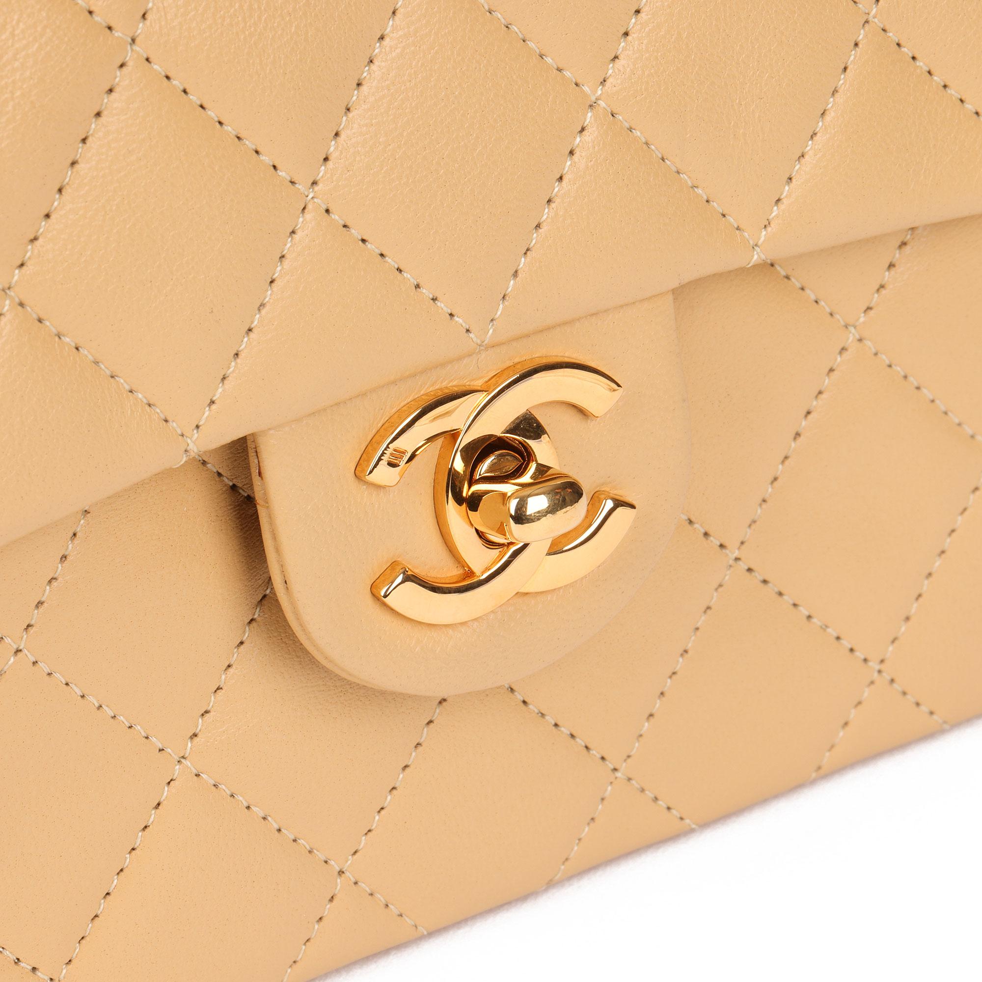 Chanel Beige Quilted Lambskin Vintage Top Handle Mini Flap Bag 7