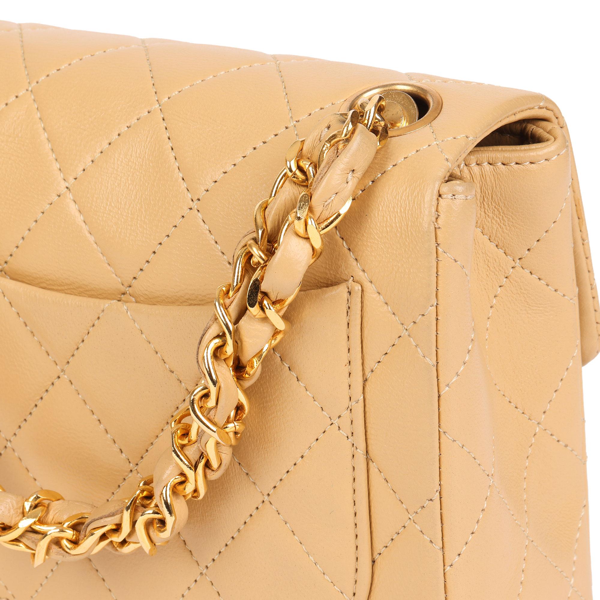 Chanel Beige Quilted Lambskin Vintage Top Handle Mini Flap Bag 8
